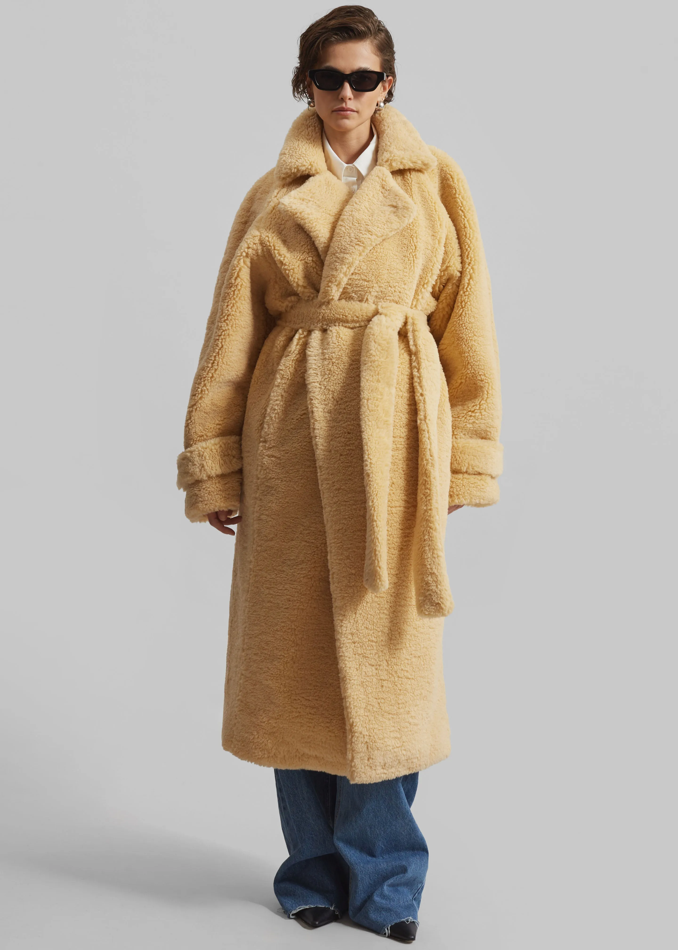 Gresham Faux Shearling Robe Coat - Yellow sold by Frankie Shop product image thumbnail 5