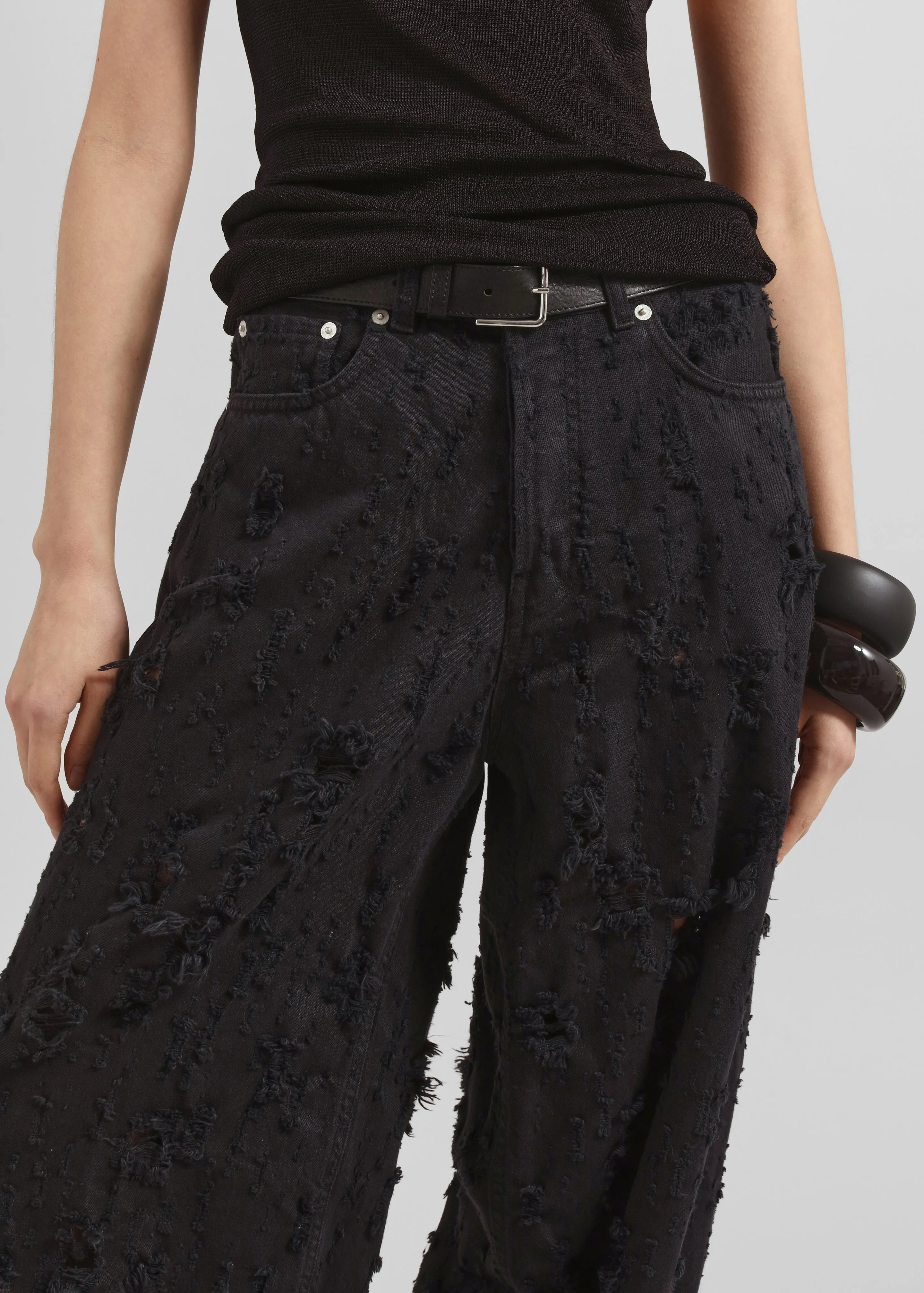 Haikure Bethany-Bull Destroy Pants - Black sold by Frankie Shop product image thumbnail 3