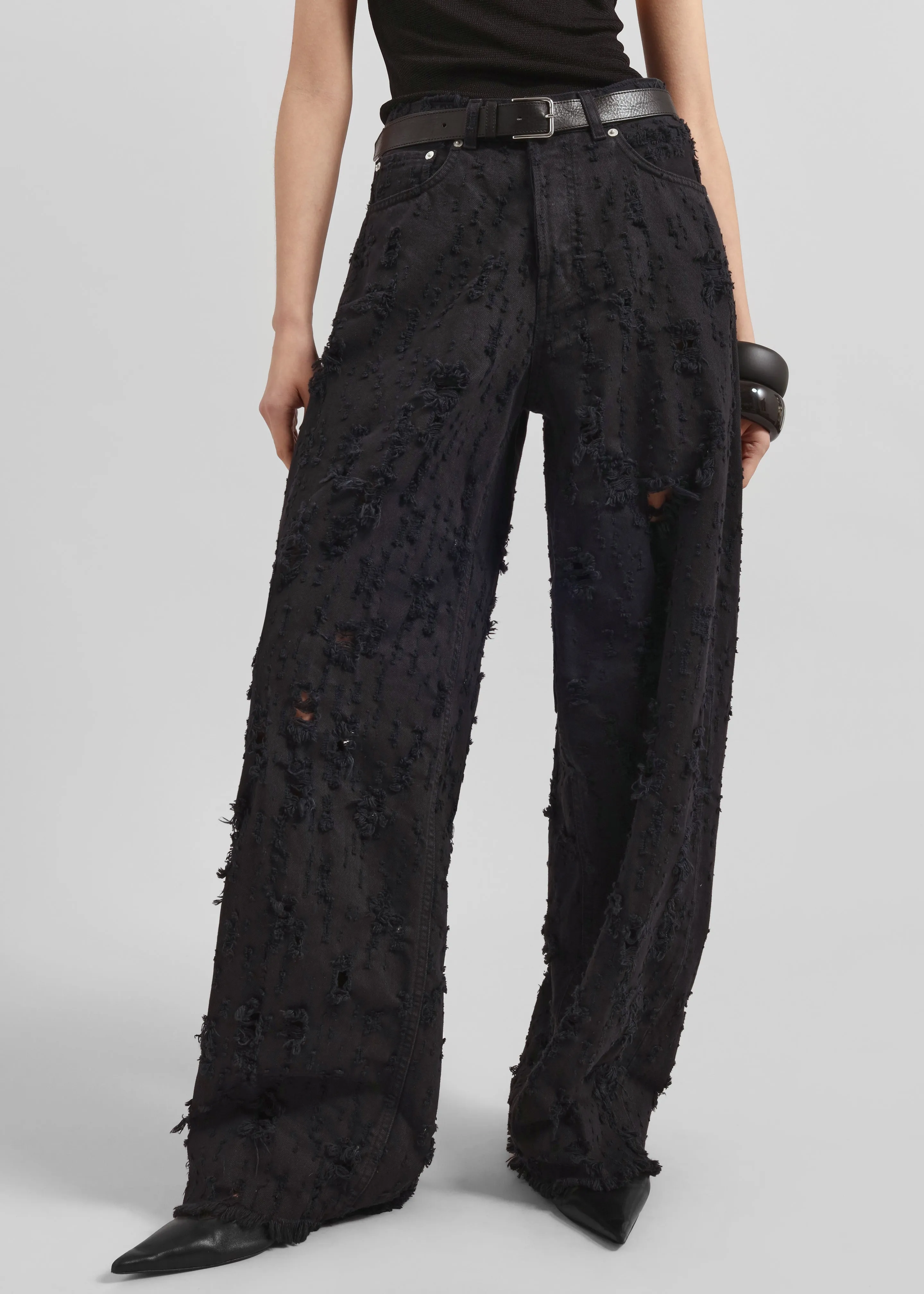 Haikure Bethany-Bull Destroy Pants - Black sold by Frankie Shop product image thumbnail 4