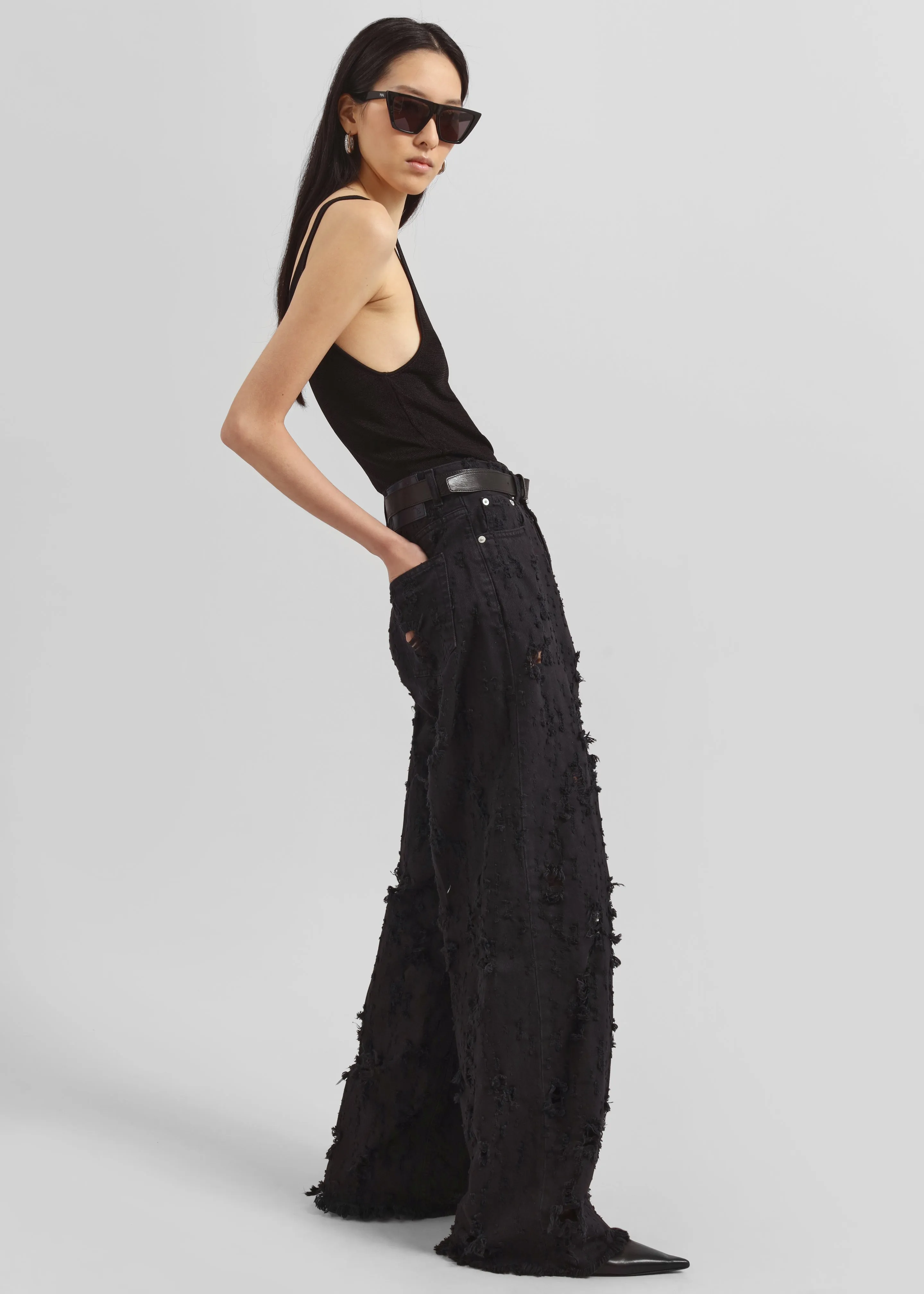 Haikure Bethany-Bull Destroy Pants - Black sold by Frankie Shop product image thumbnail 5