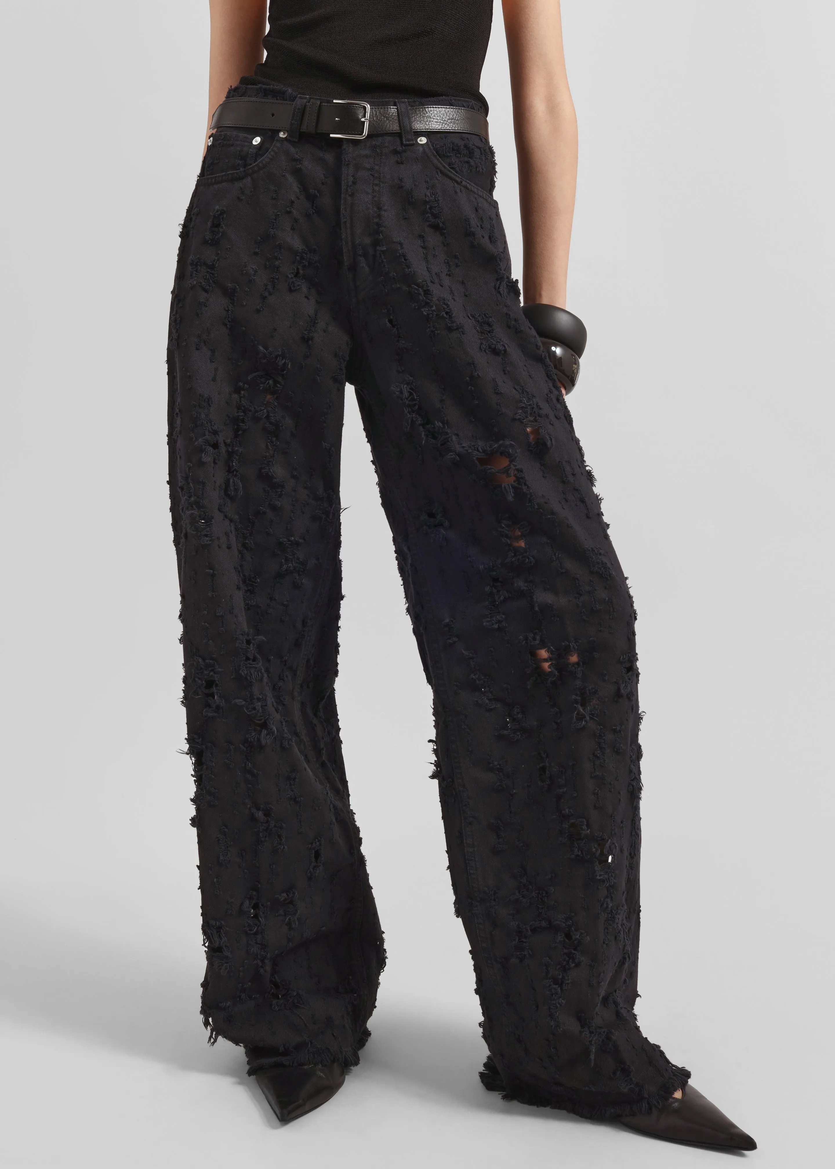 Haikure Bethany-Bull Destroy Pants - Black sold by Frankie Shop
