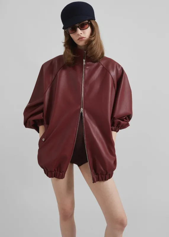 Senta Faux Leather Bomber - Burgundy sold by Frankie Shop