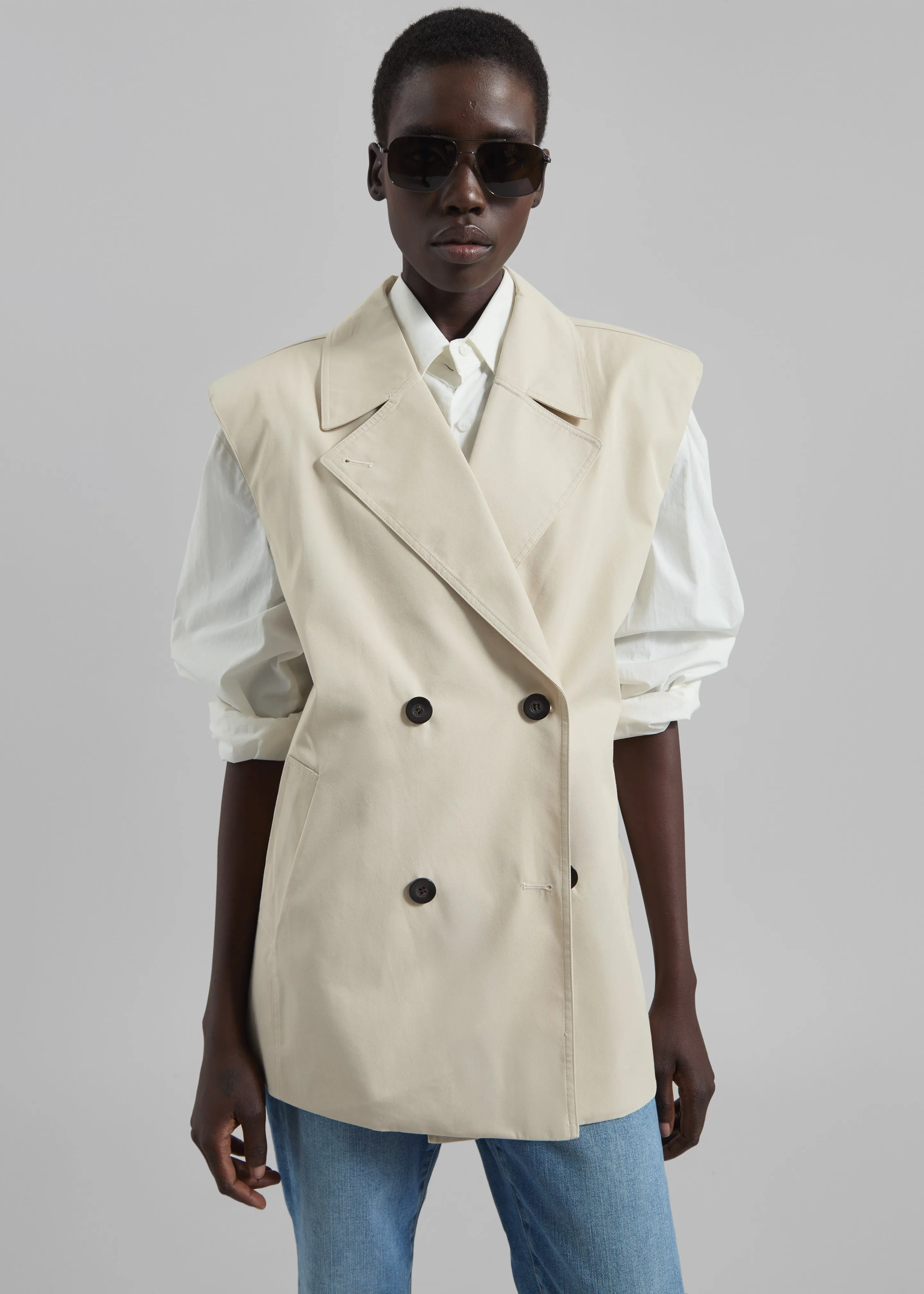 Mysen Short Convertible Trench - Ecru sold by Frankie Shop product image thumbnail 3