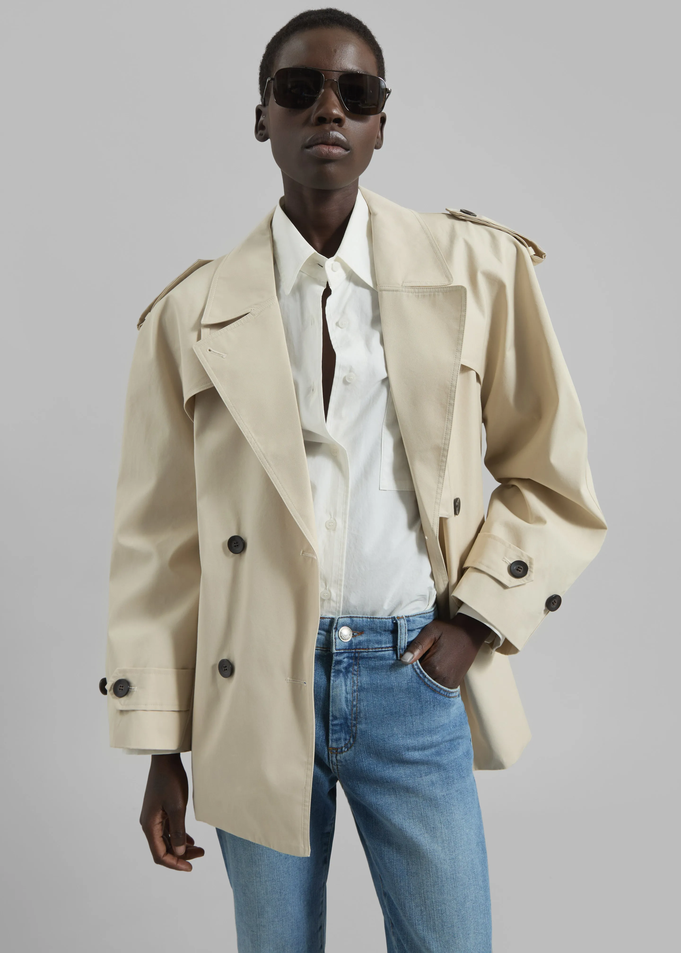 Mysen Short Convertible Trench - Ecru sold by Frankie Shop product image thumbnail 4