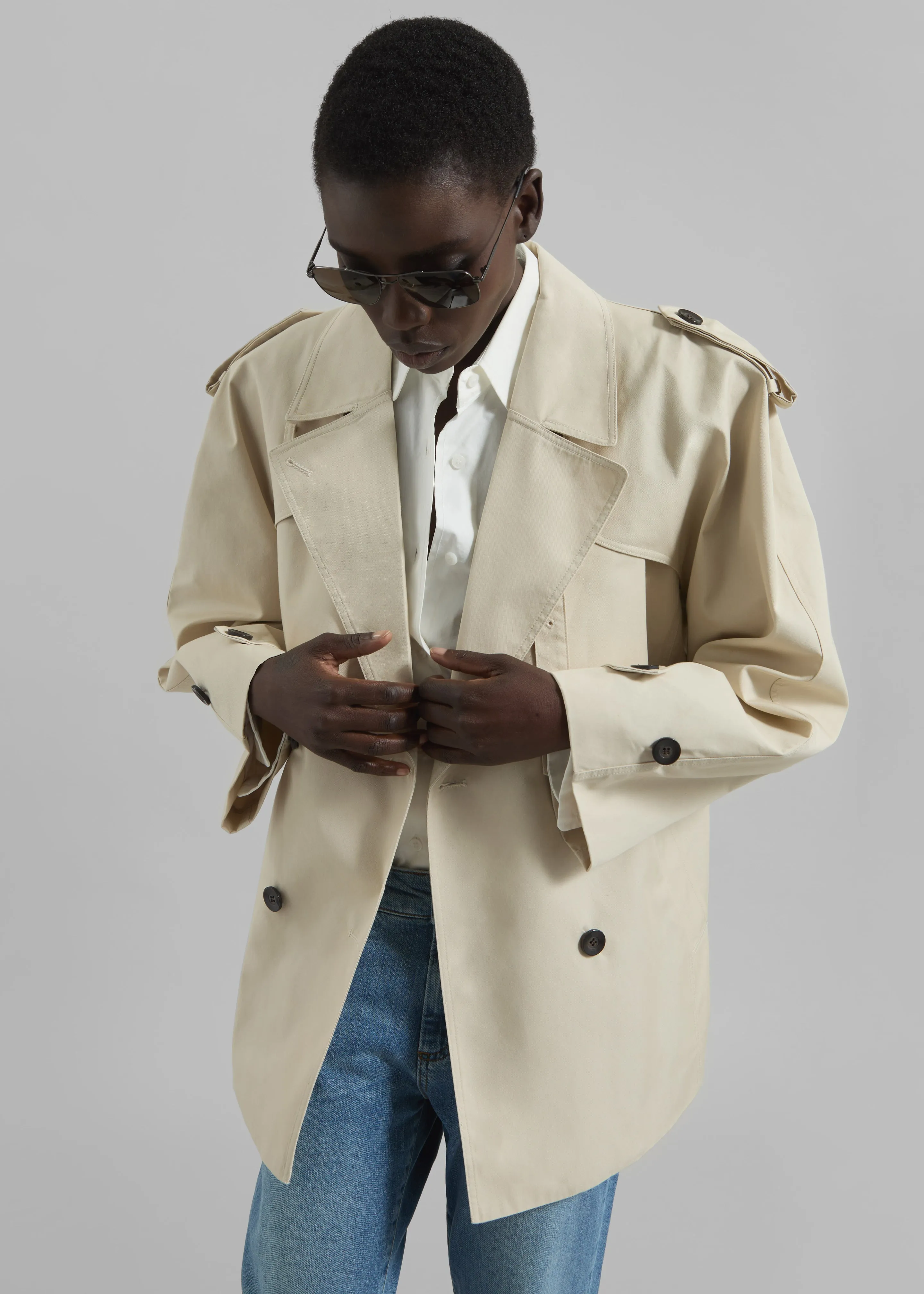 Mysen Short Convertible Trench - Ecru sold by Frankie Shop product image thumbnail 5