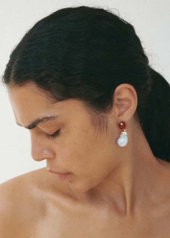 Completedworks Bio-Resin Red Lace Agate Earrings - Blue/Red made by Frankie Shop