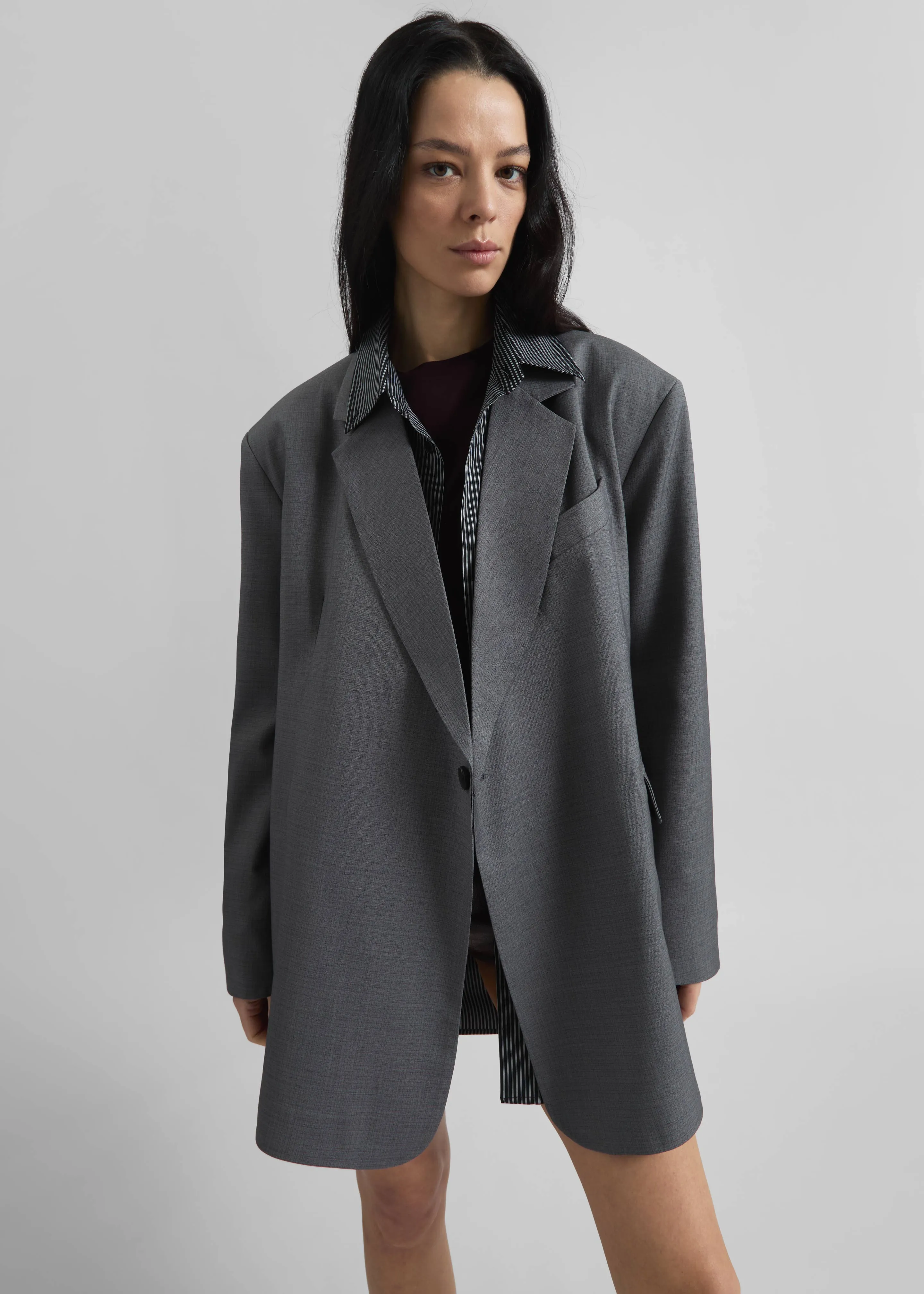 Gever Wrap Blazer - Grey sold by Frankie Shop