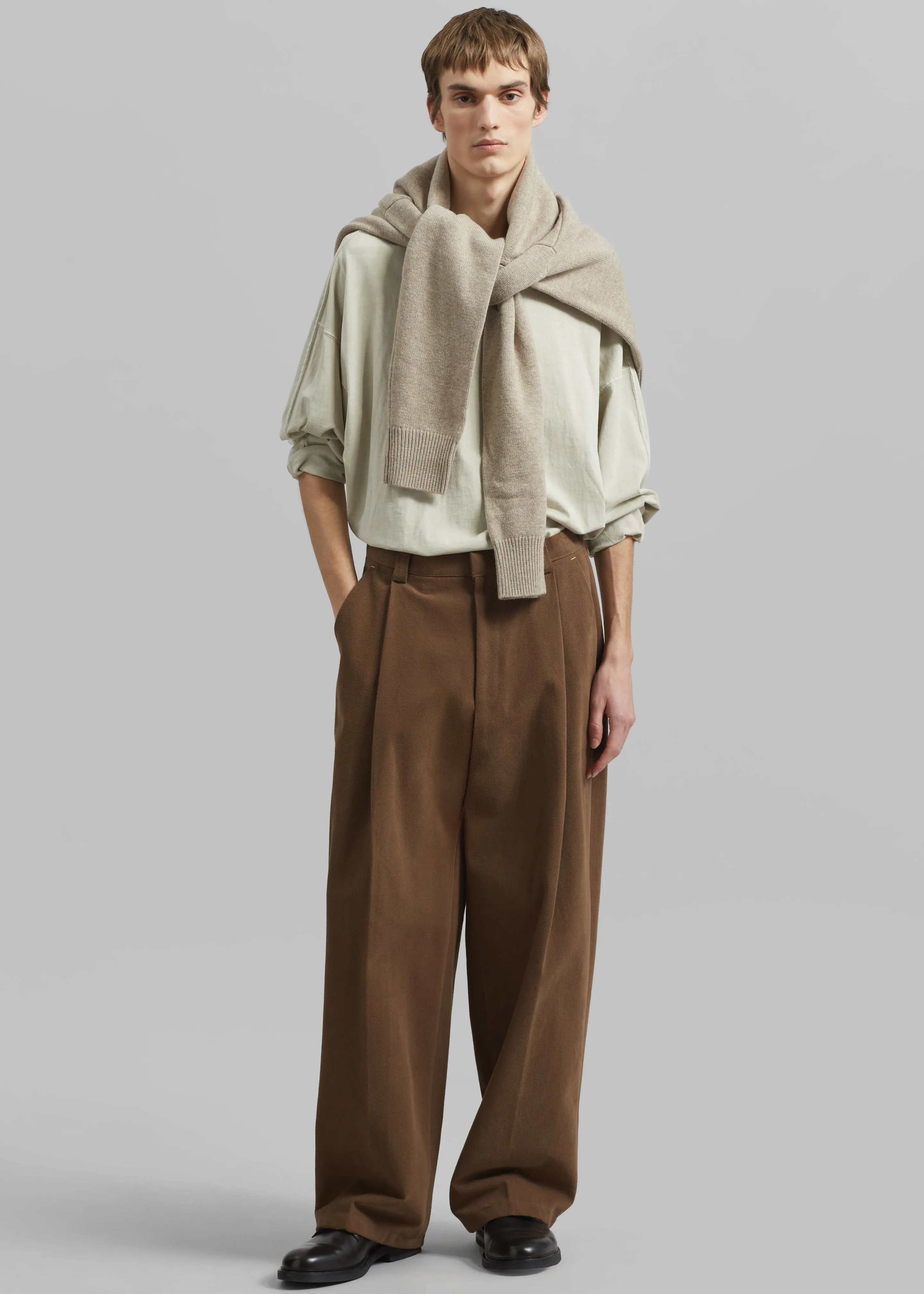 Borken Pleated Twill Pants - Brown sold by Frankie Shop product image thumbnail 4
