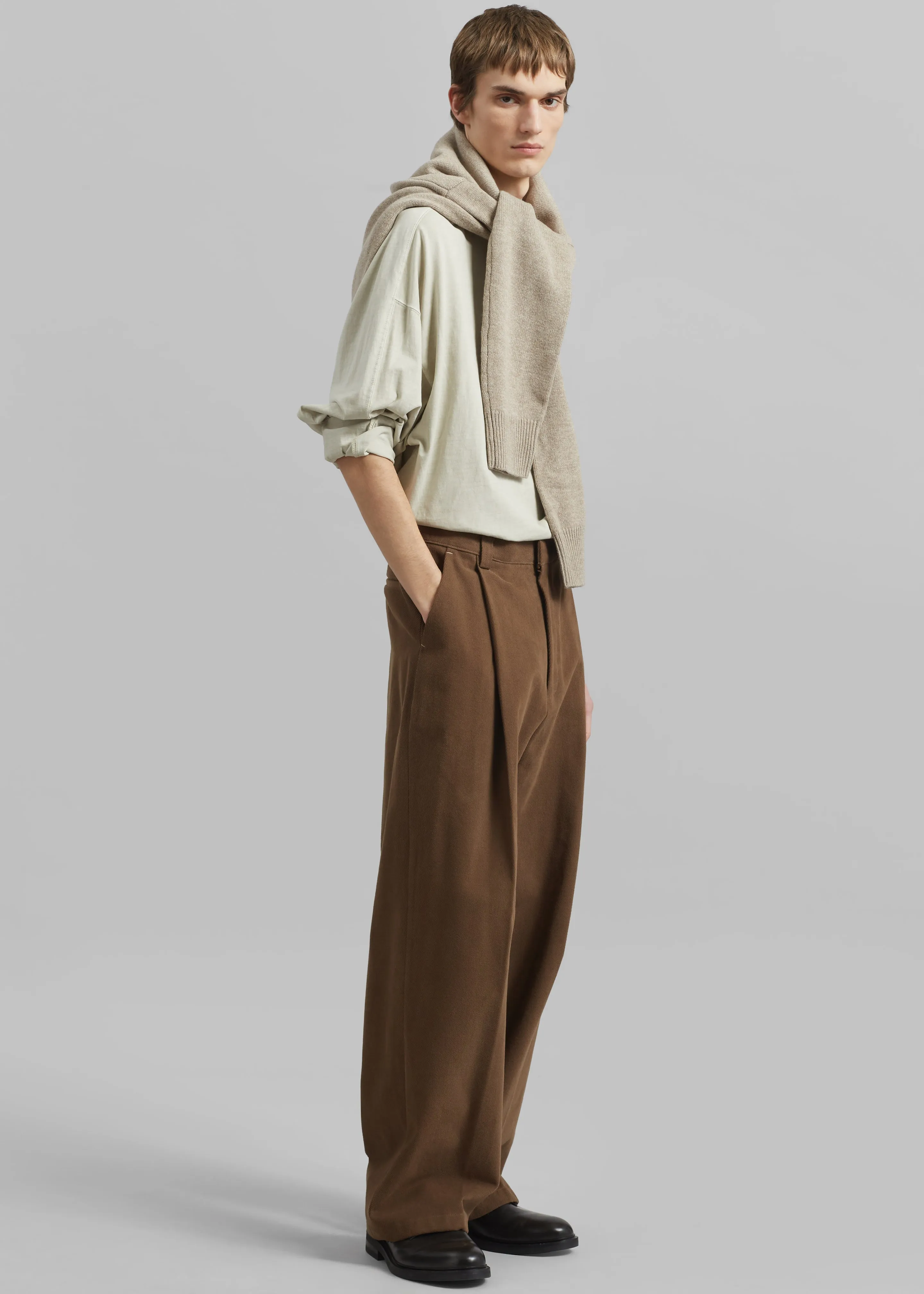 Borken Pleated Twill Pants - Brown sold by Frankie Shop product image thumbnail 3