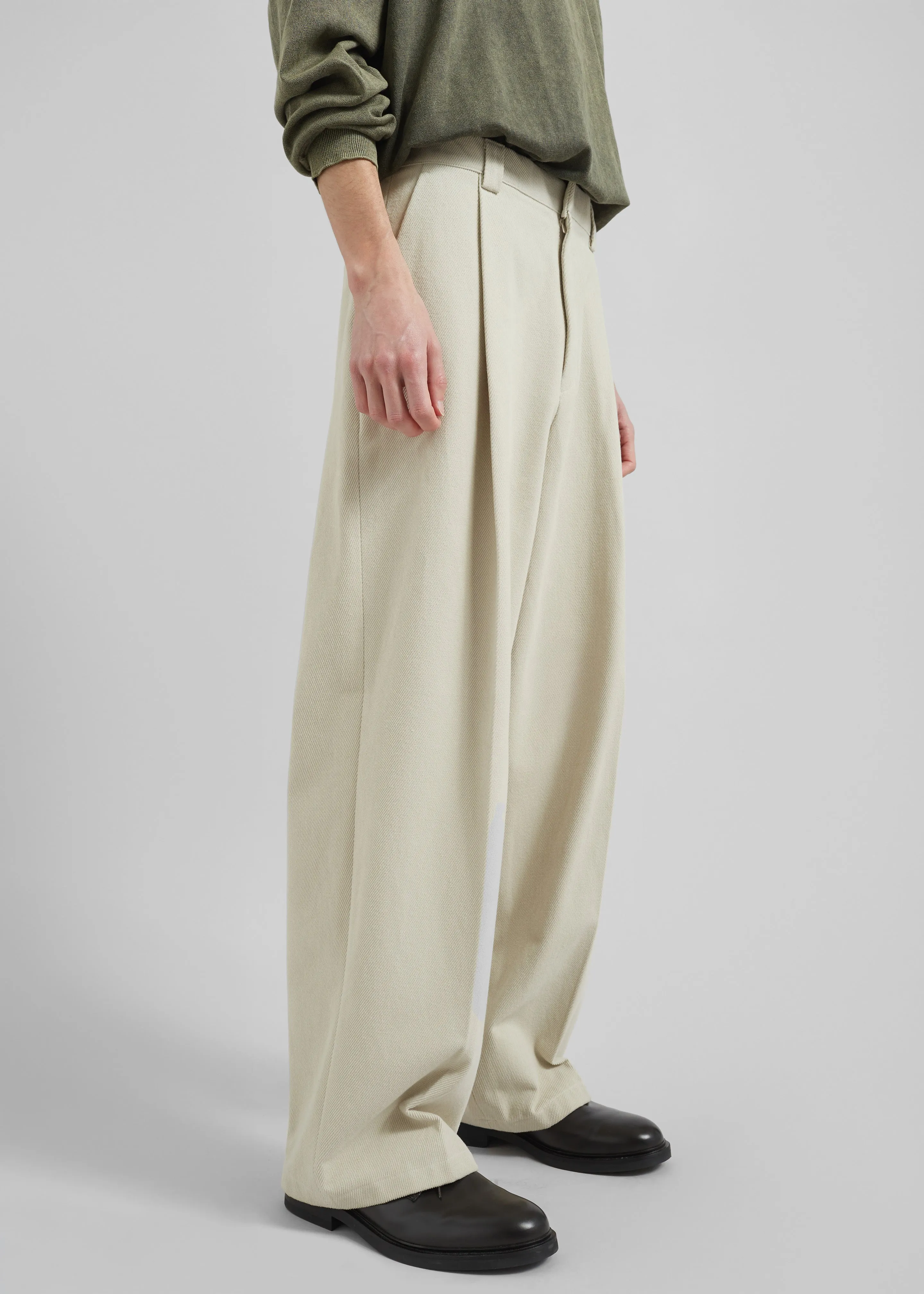 Borken Pleated Twill Pants - Ivory sold by Frankie Shop