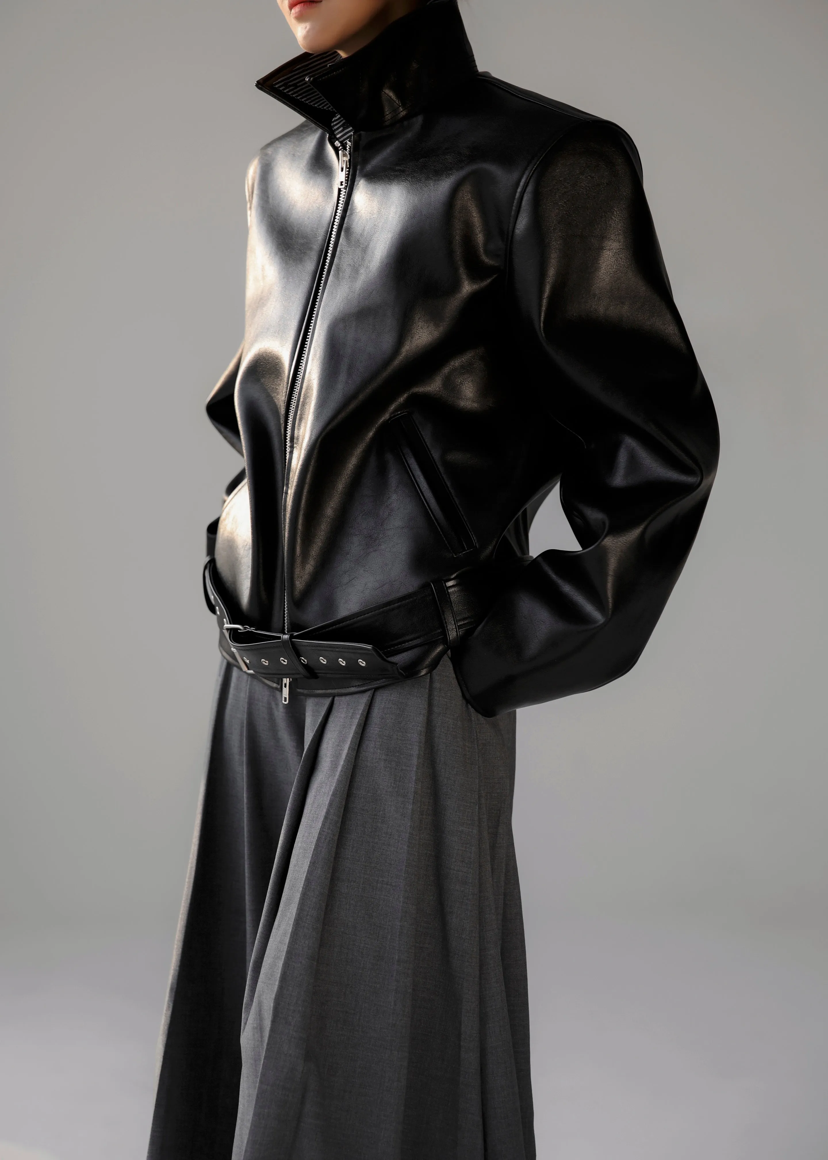 Norbury Faux Leather Jacket - Black sold by Frankie Shop