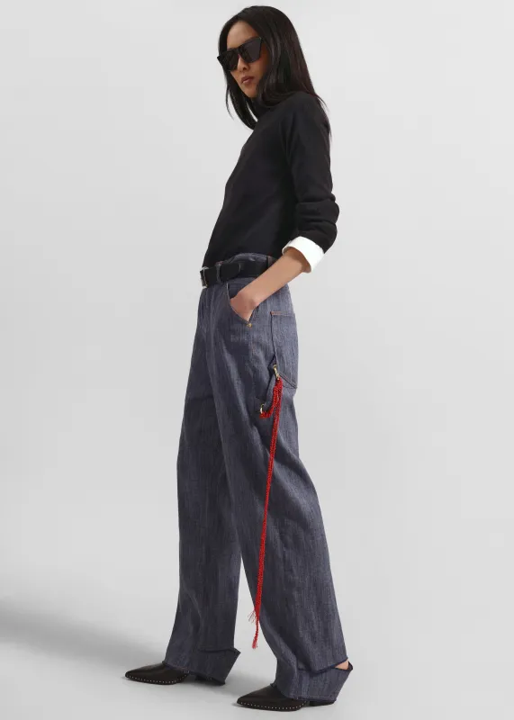 Darkpark Lisa Chain Adorned Carpenter Denim - Blue sold by Frankie Shop