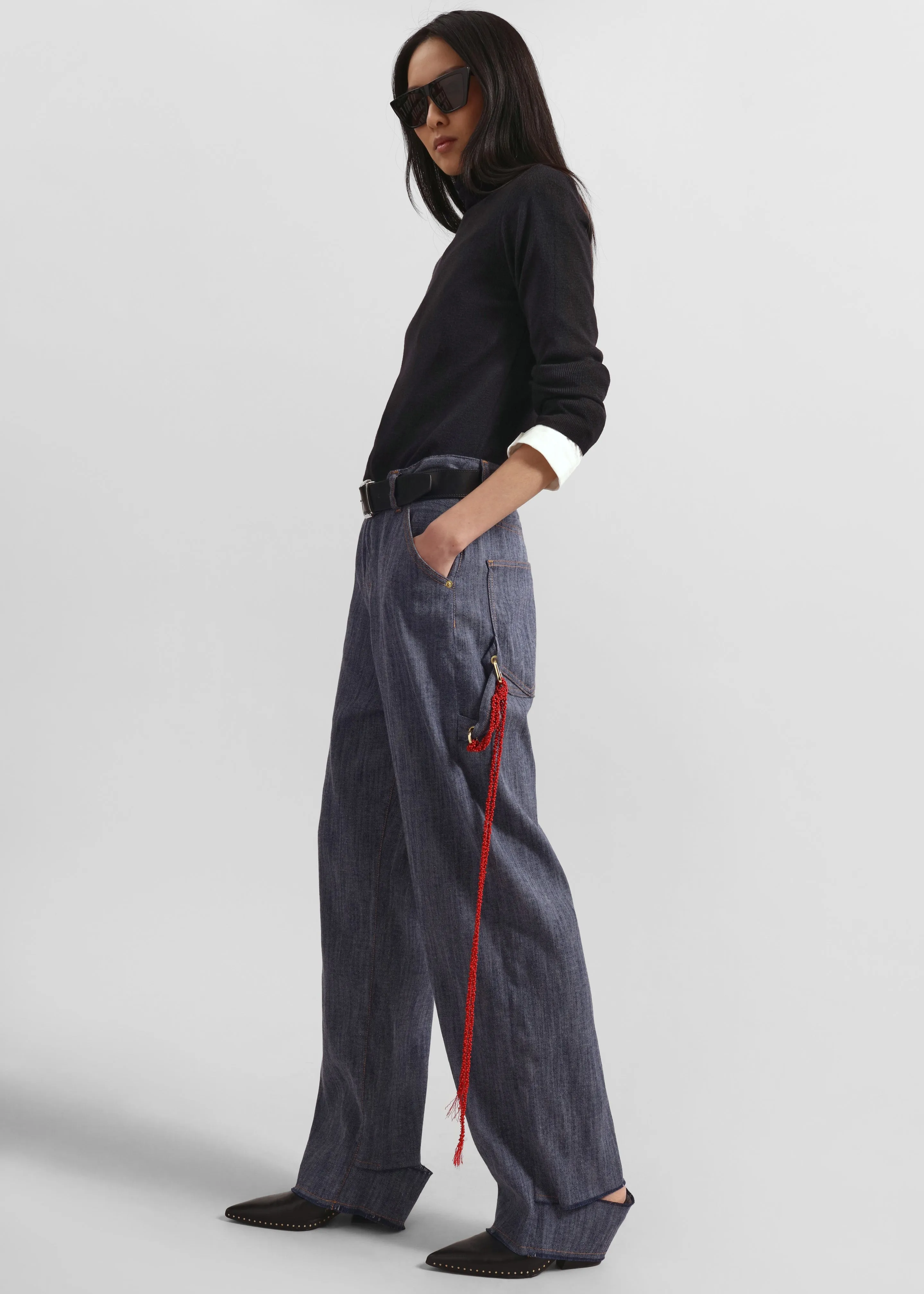 Darkpark Lisa Chain Adorned Carpenter Denim - Blue sold by Frankie Shop