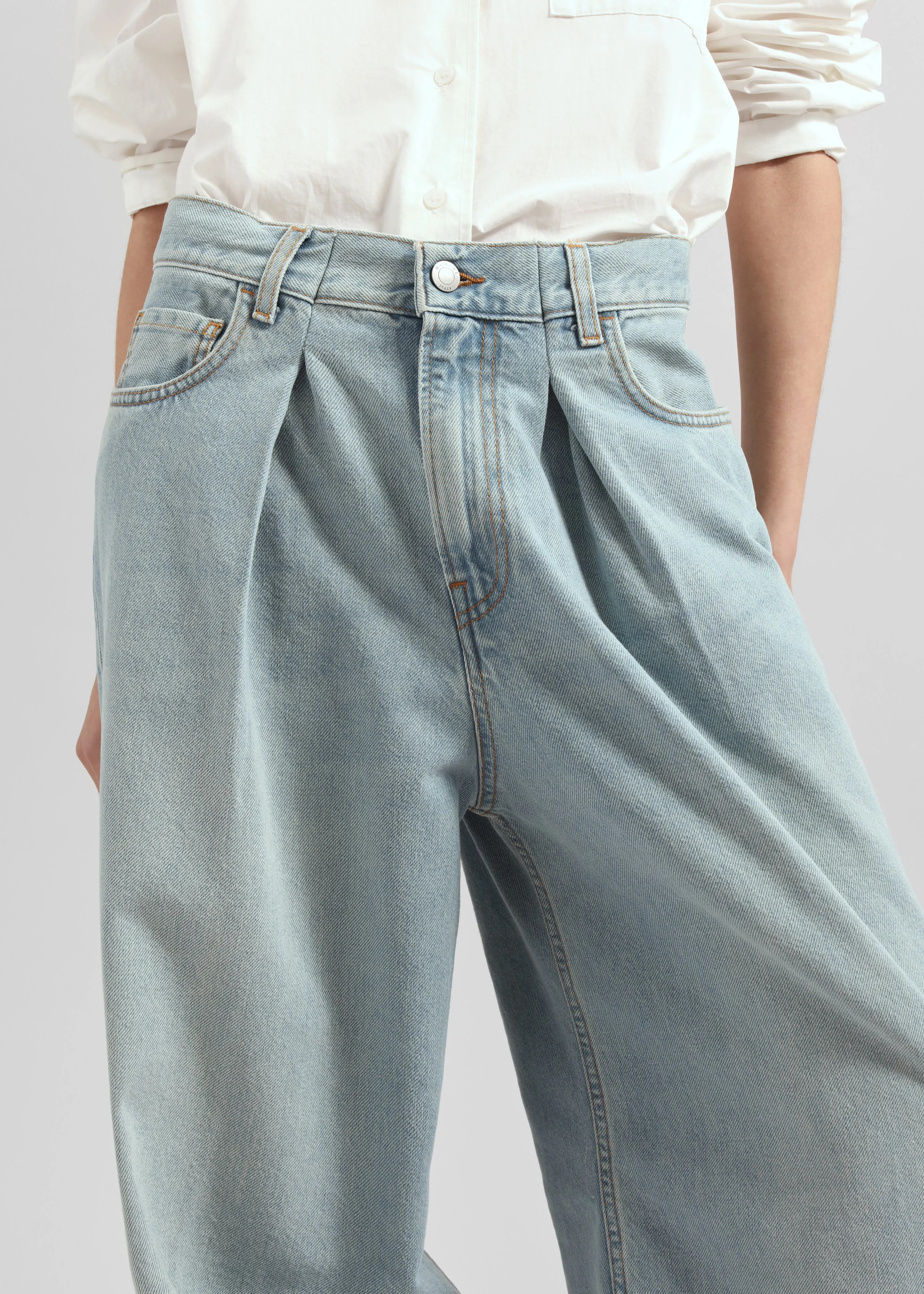 Haikure Candy Pleated Wide Leg Jeans - Emerald Blue sold by Frankie Shop product image thumbnail 4