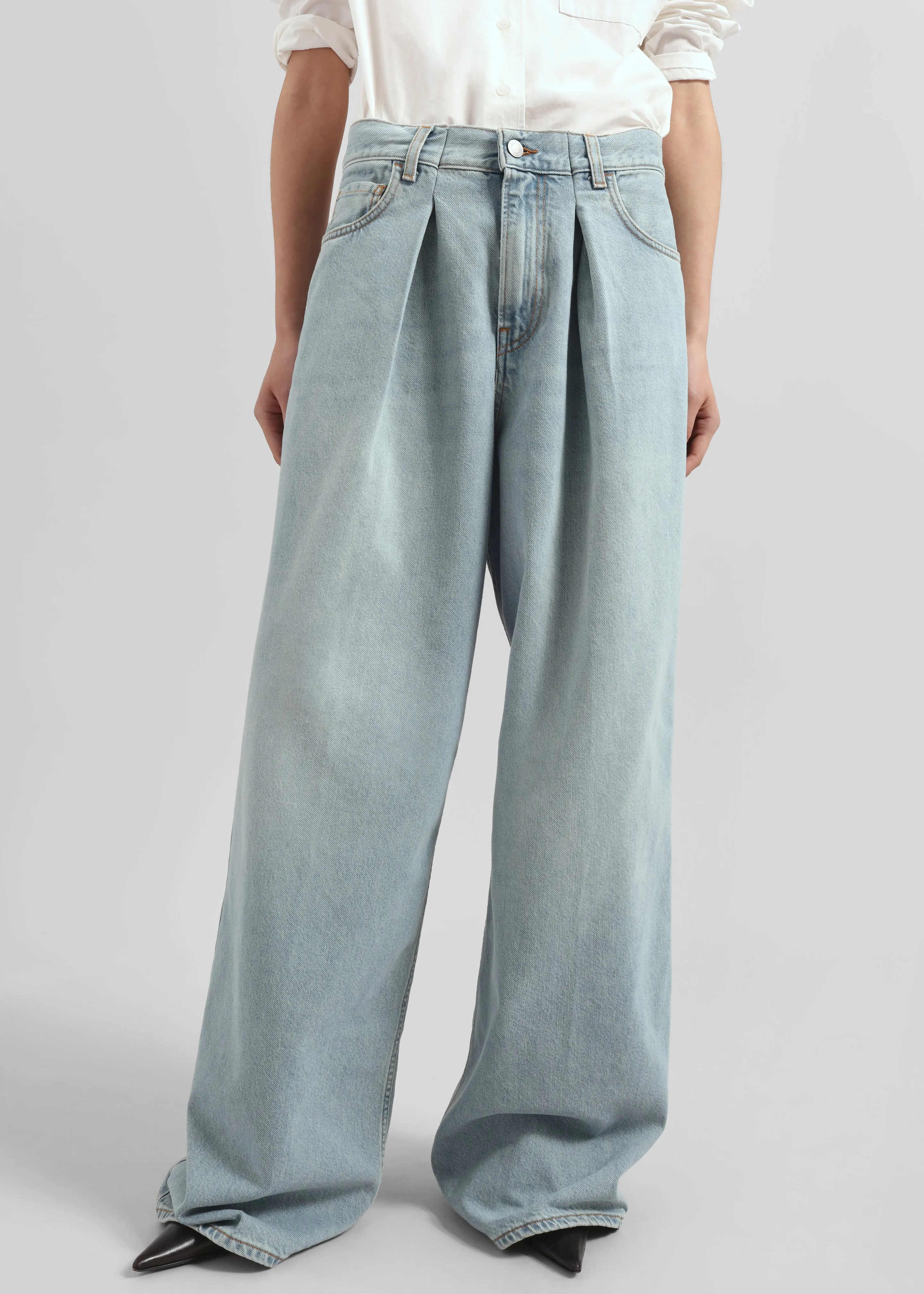 Haikure Candy Pleated Wide Leg Jeans - Emerald Blue sold by Frankie Shop product image thumbnail 2