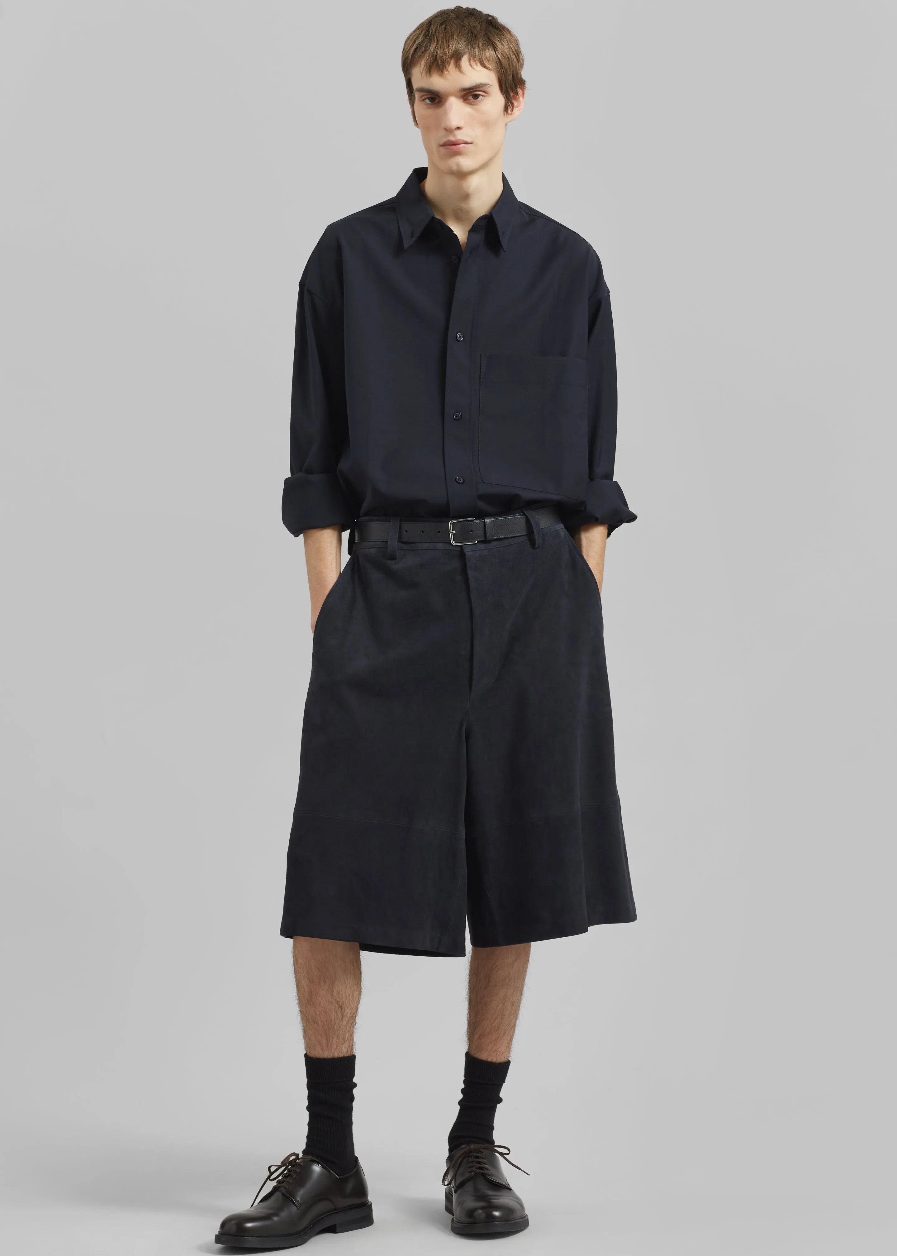 Radlett Suede Bermuda Shorts - Navy sold by Frankie Shop product image thumbnail 2