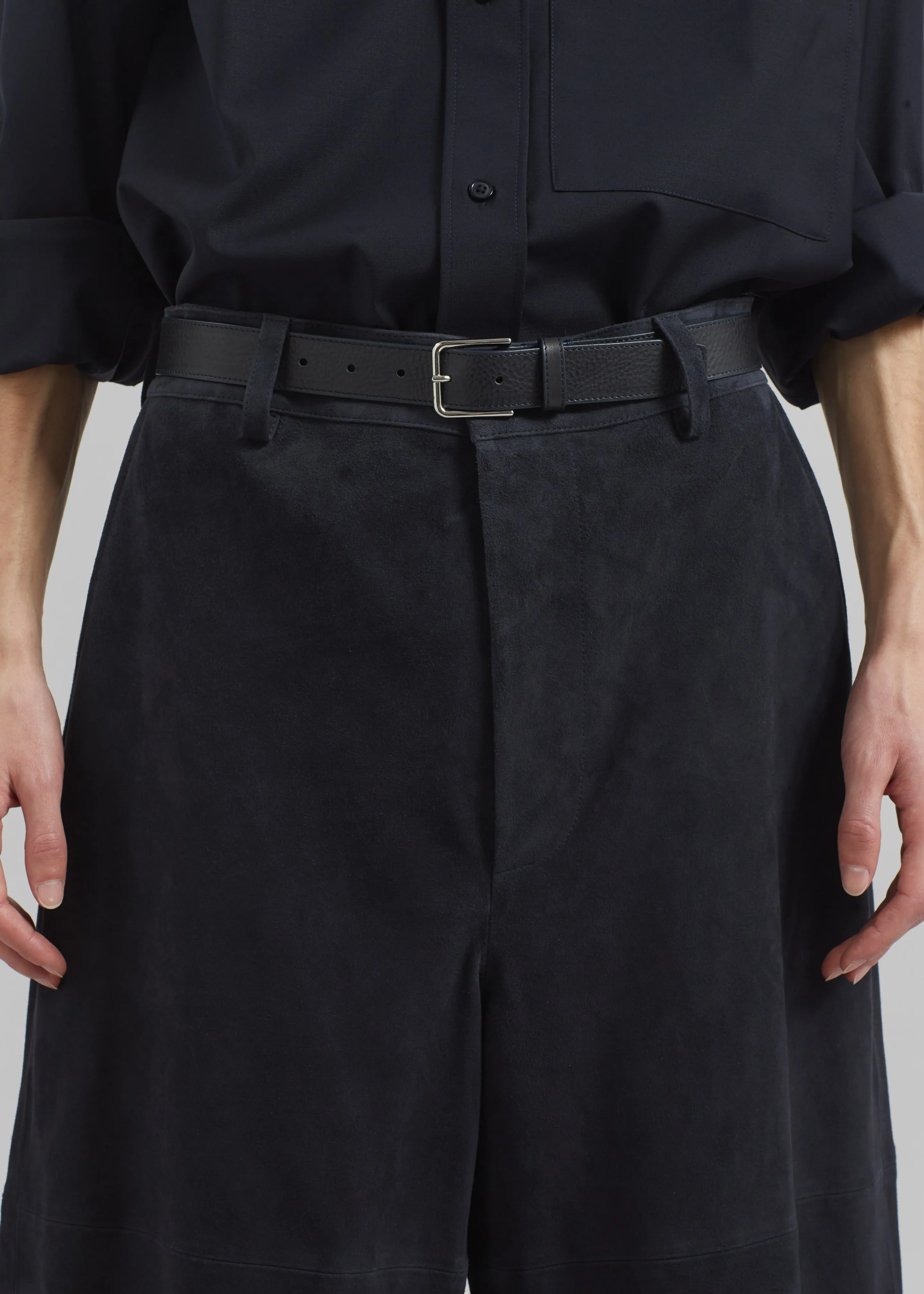 Radlett Suede Bermuda Shorts - Navy sold by Frankie Shop product image thumbnail 3