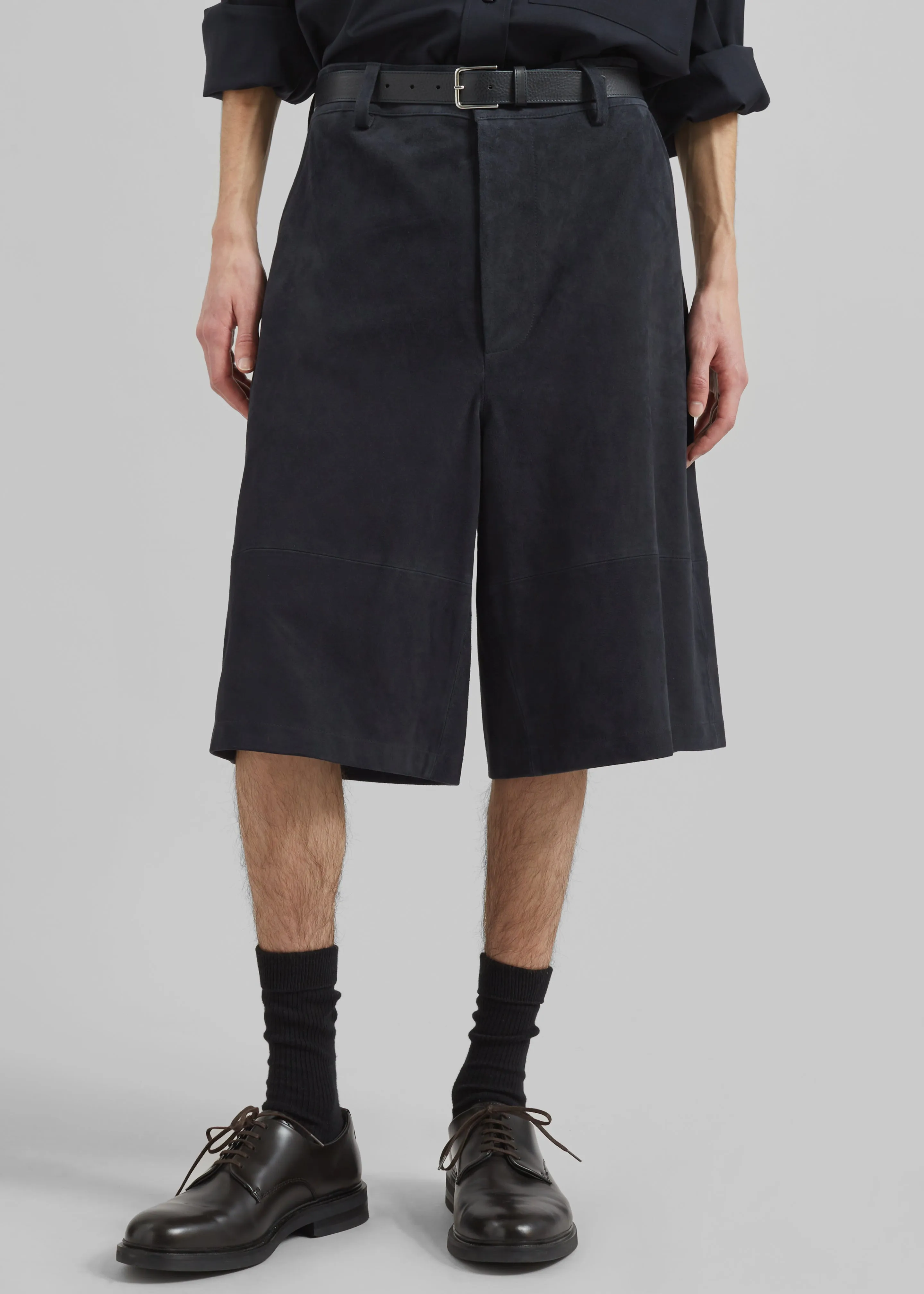 Radlett Suede Bermuda Shorts - Navy sold by Frankie Shop product image thumbnail 4