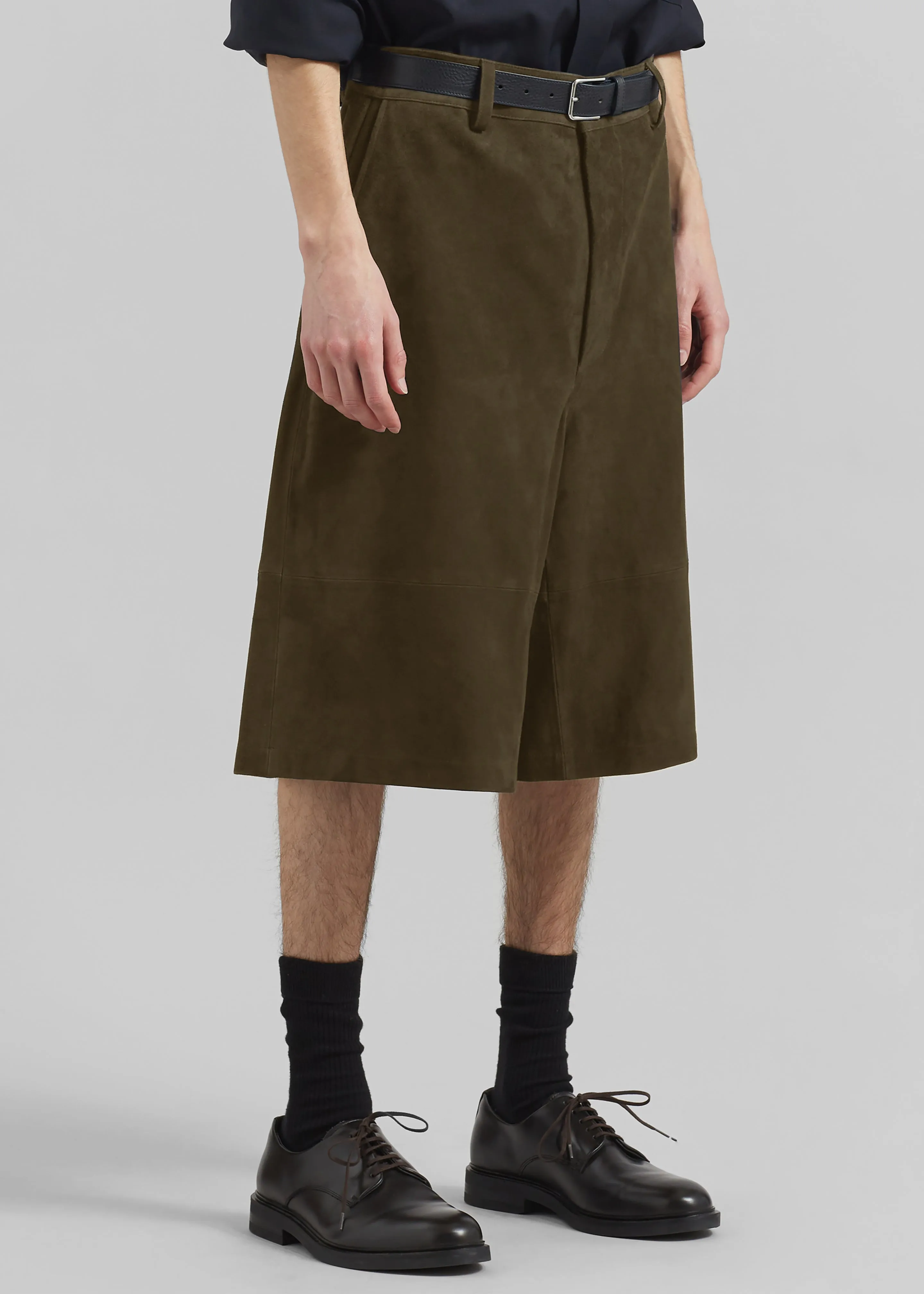 Radlett Suede Bermuda Shorts - Khaki sold by Frankie Shop product image thumbnail 4