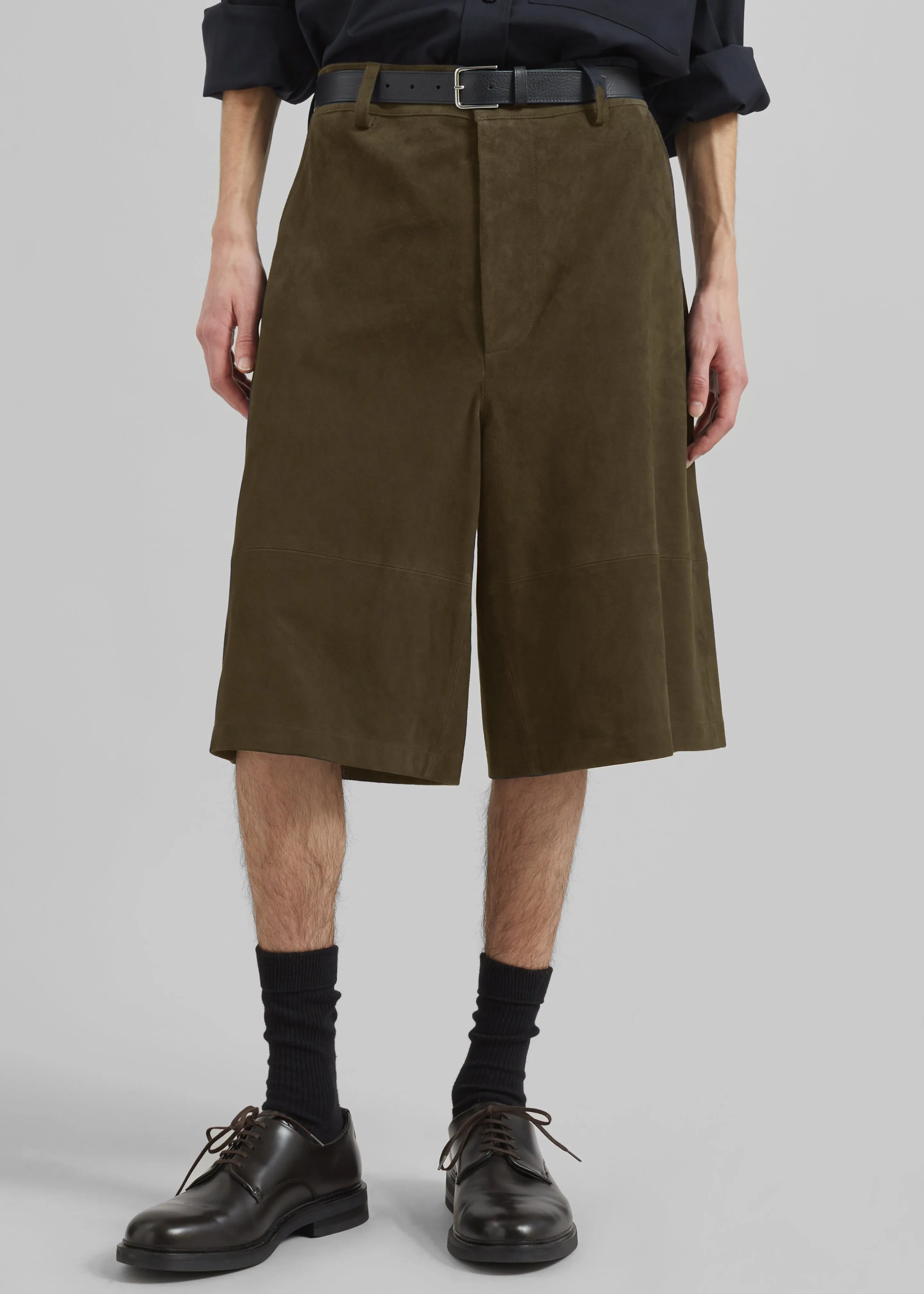Radlett Suede Bermuda Shorts - Khaki sold by Frankie Shop