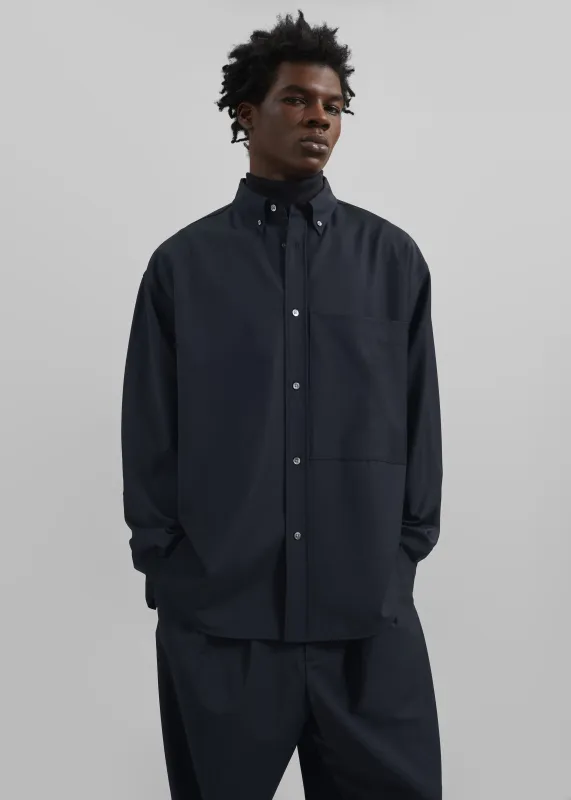 Dalton Wool Blend Shirt - Dark Navy made by Frankie Shop