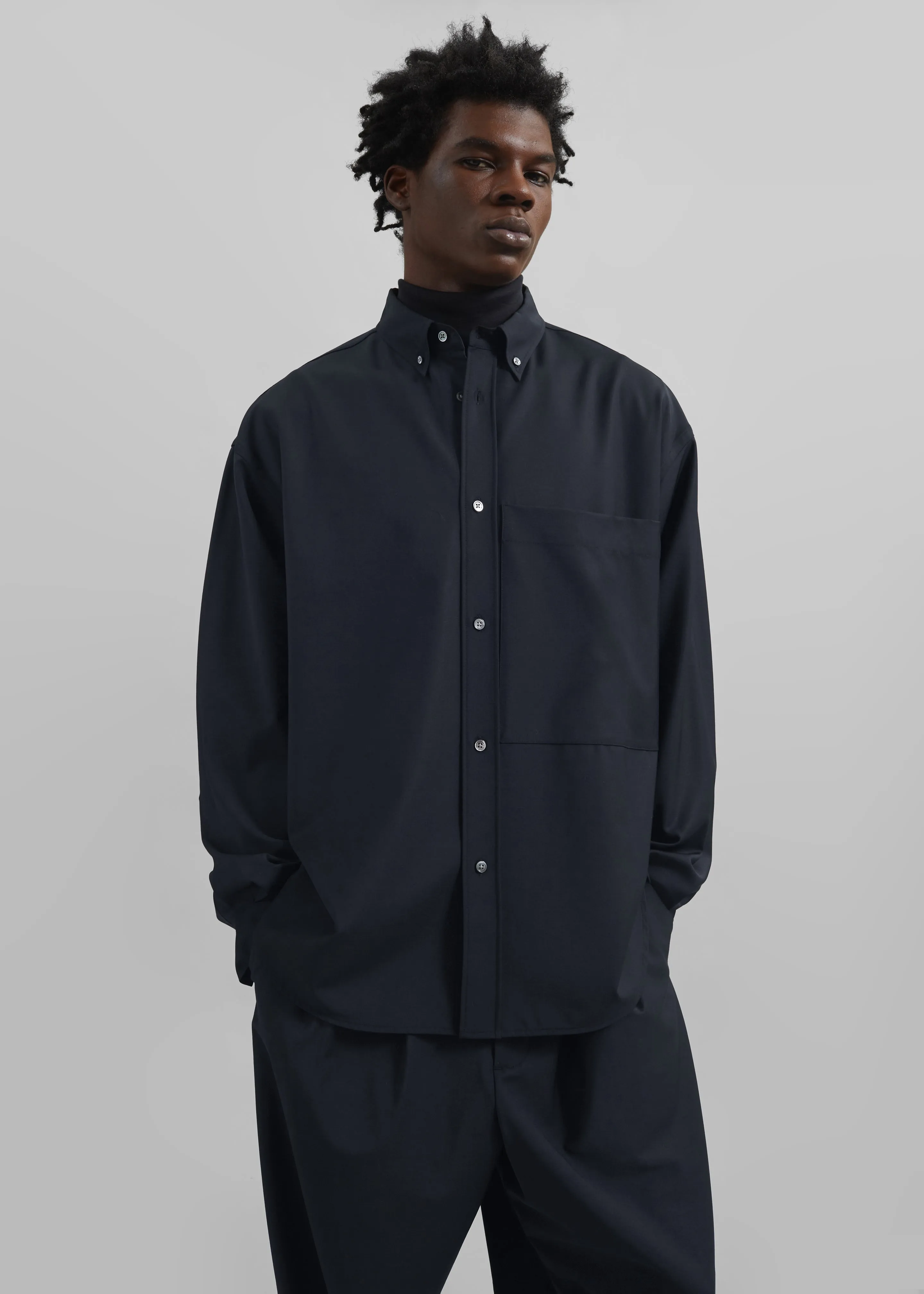 Dalton Wool Blend Shirt - Dark Navy sold by Frankie Shop