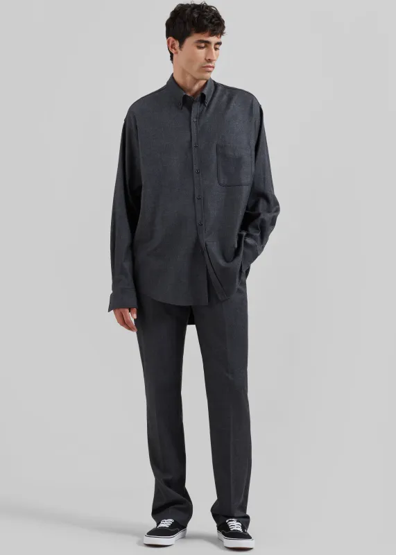 Mason Wool Flannel Button Up Shirt - Charcoal made by Frankie Shop
