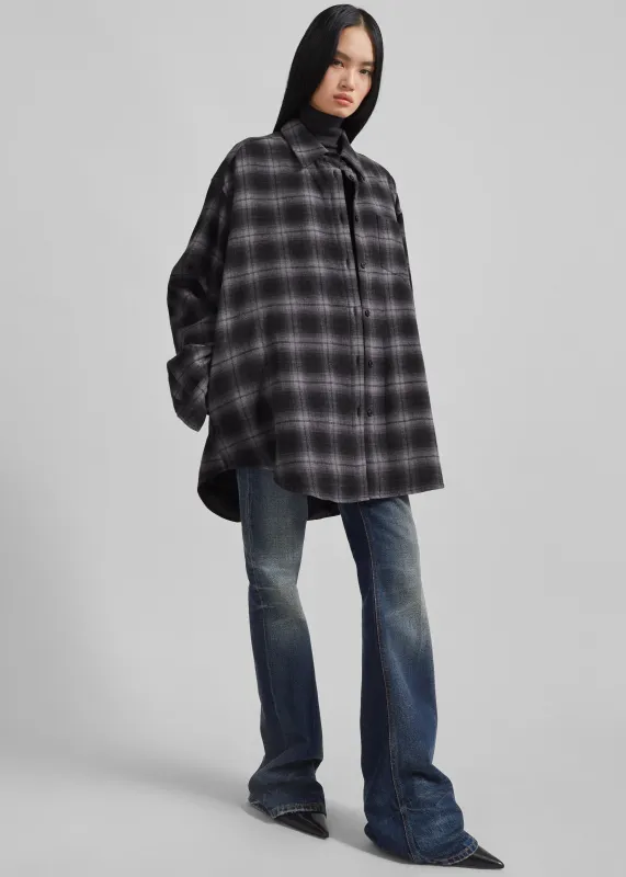 Helka Flannel Quilted Shirt - Charcoal made by Frankie Shop