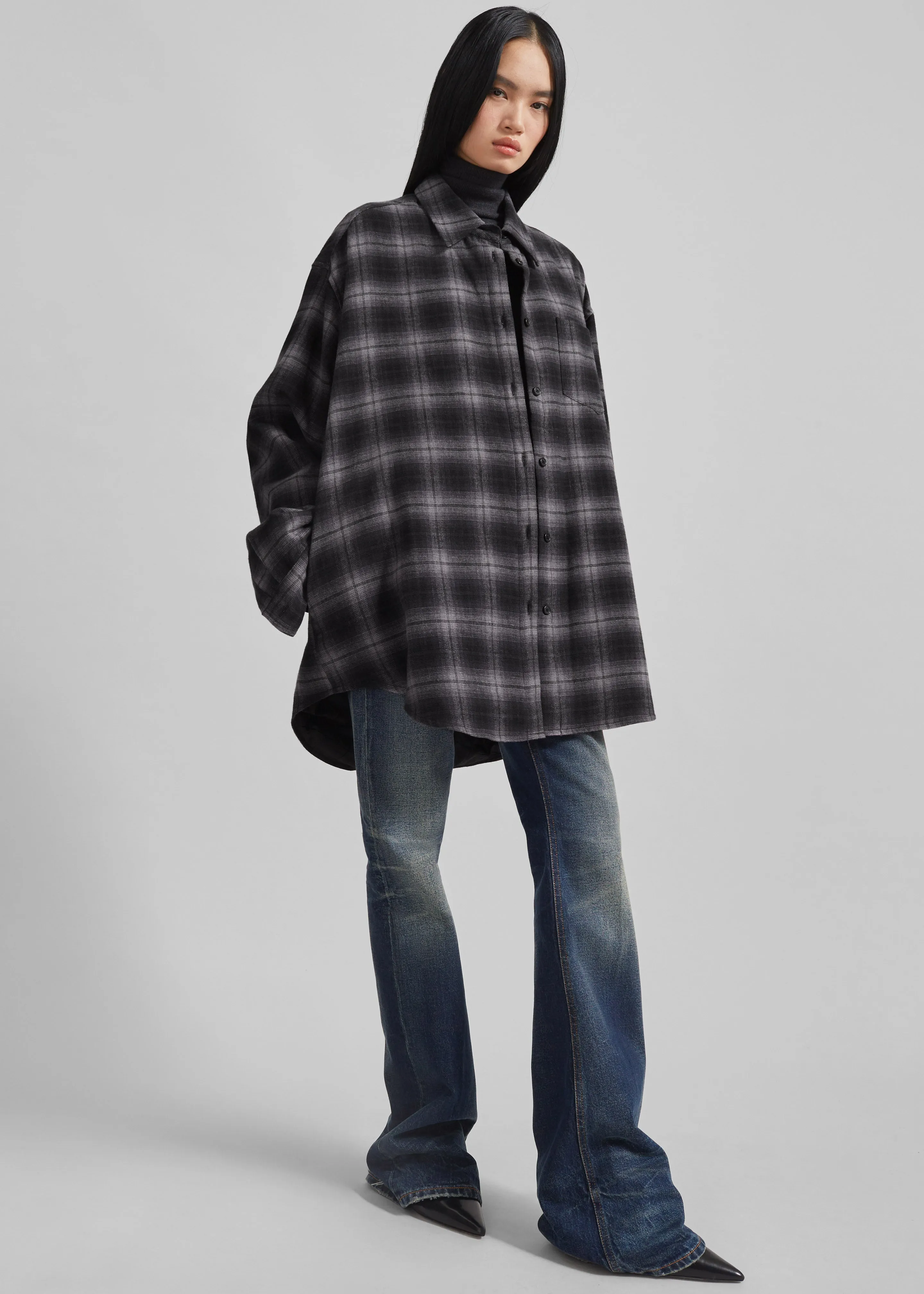 Helka Flannel Quilted Shirt - Charcoal sold by Frankie Shop
