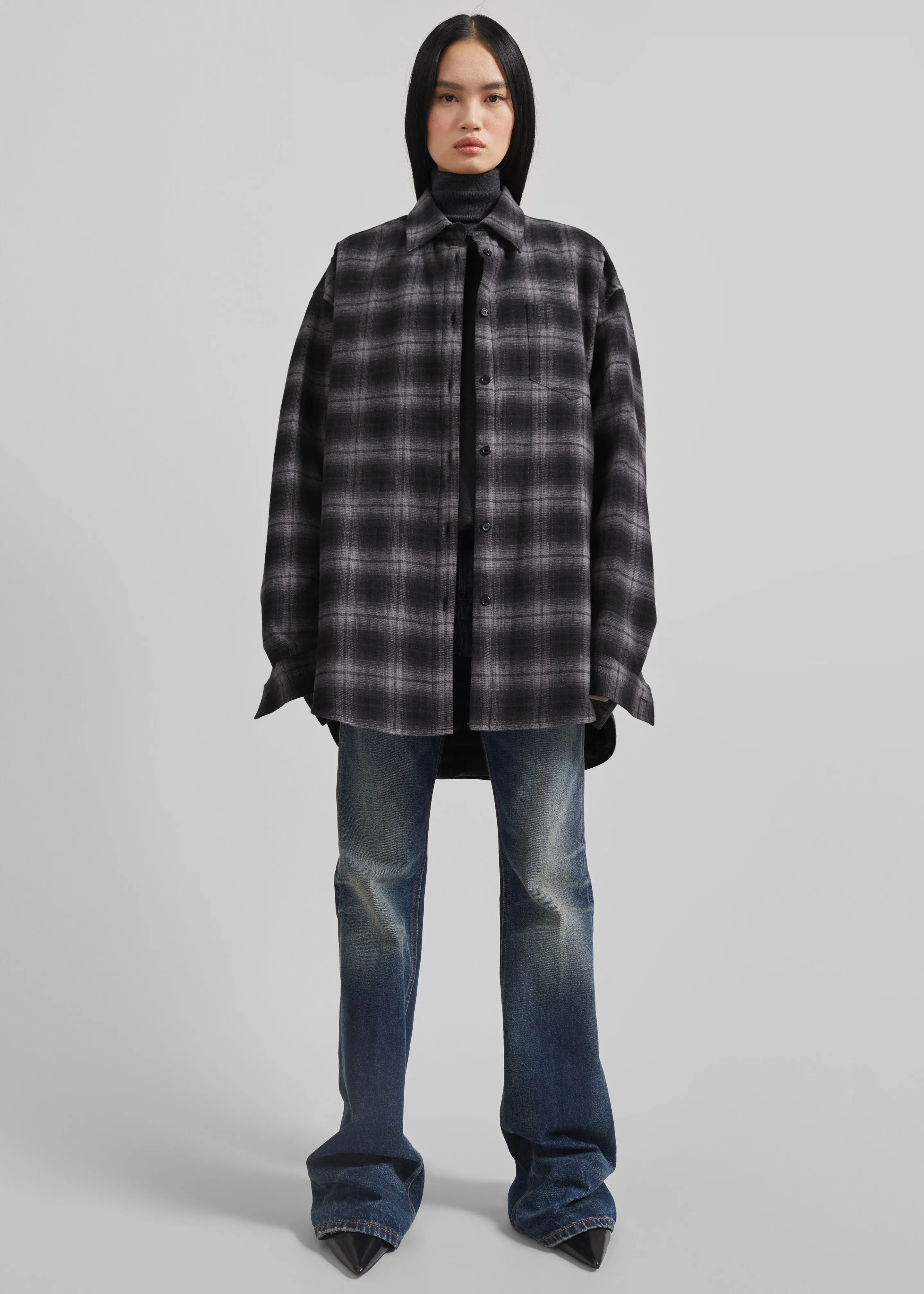 Helka Flannel Quilted Shirt - Charcoal sold by Frankie Shop product image thumbnail 4