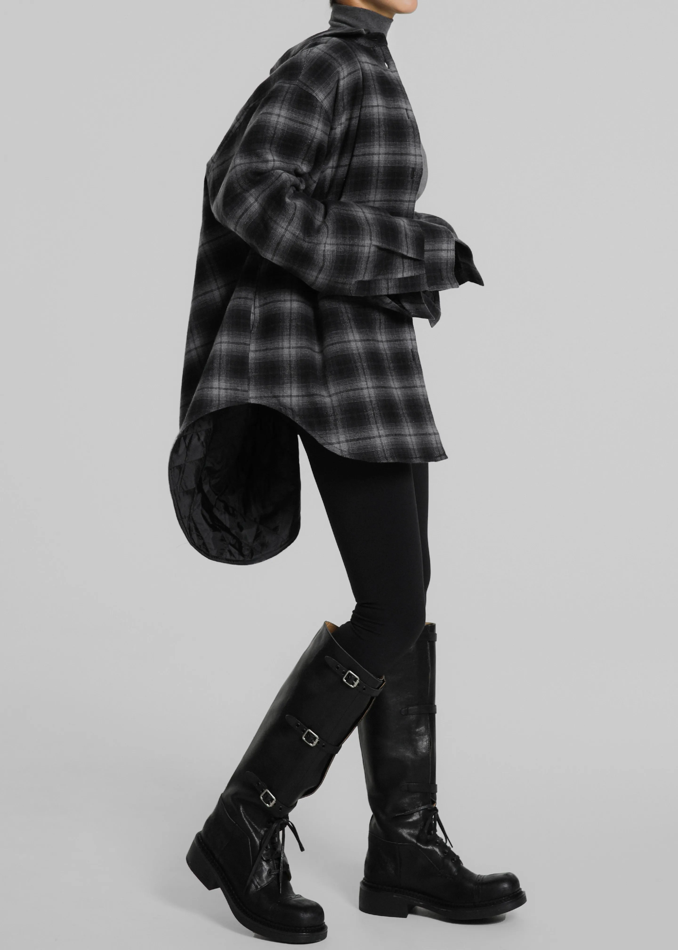 Helka Flannel Quilted Shirt - Charcoal sold by Frankie Shop product image thumbnail 2