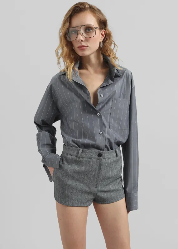 Tenby Striped Hot Pants - Grey Melange sold by Frankie Shop