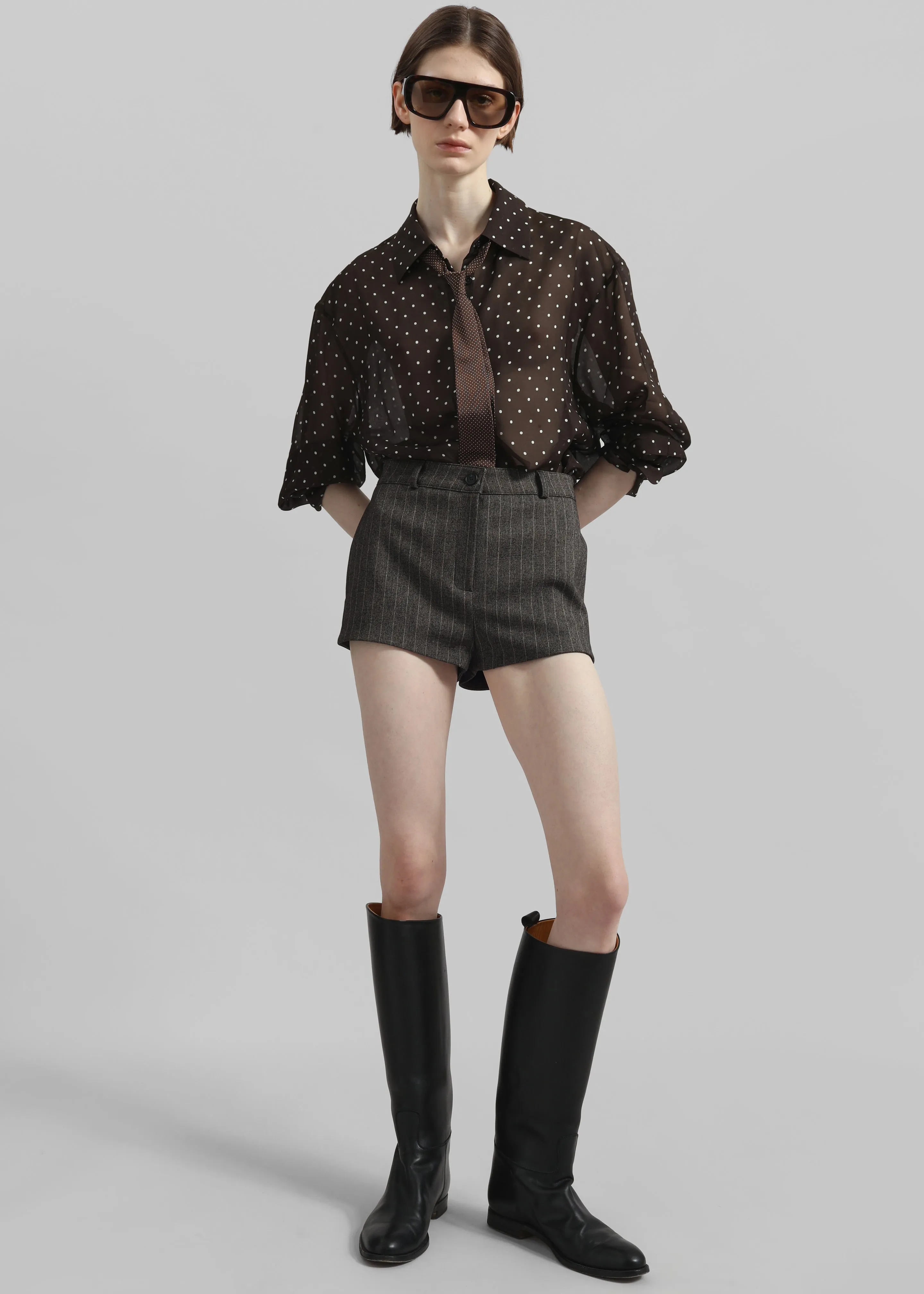 Tenby Striped Hot Pants - Brown Melange sold by Frankie Shop