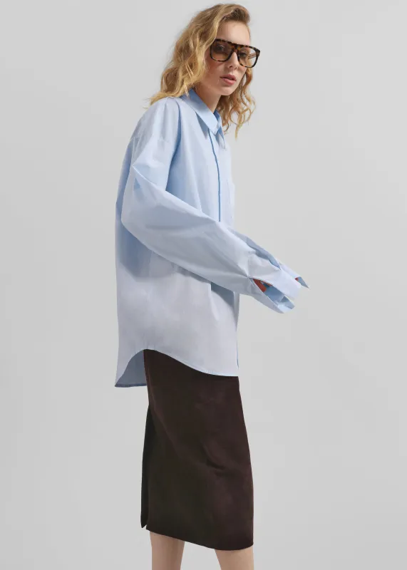 Volda Aysmmetric Button-Up Shirt - Sky Blue sold by Frankie Shop