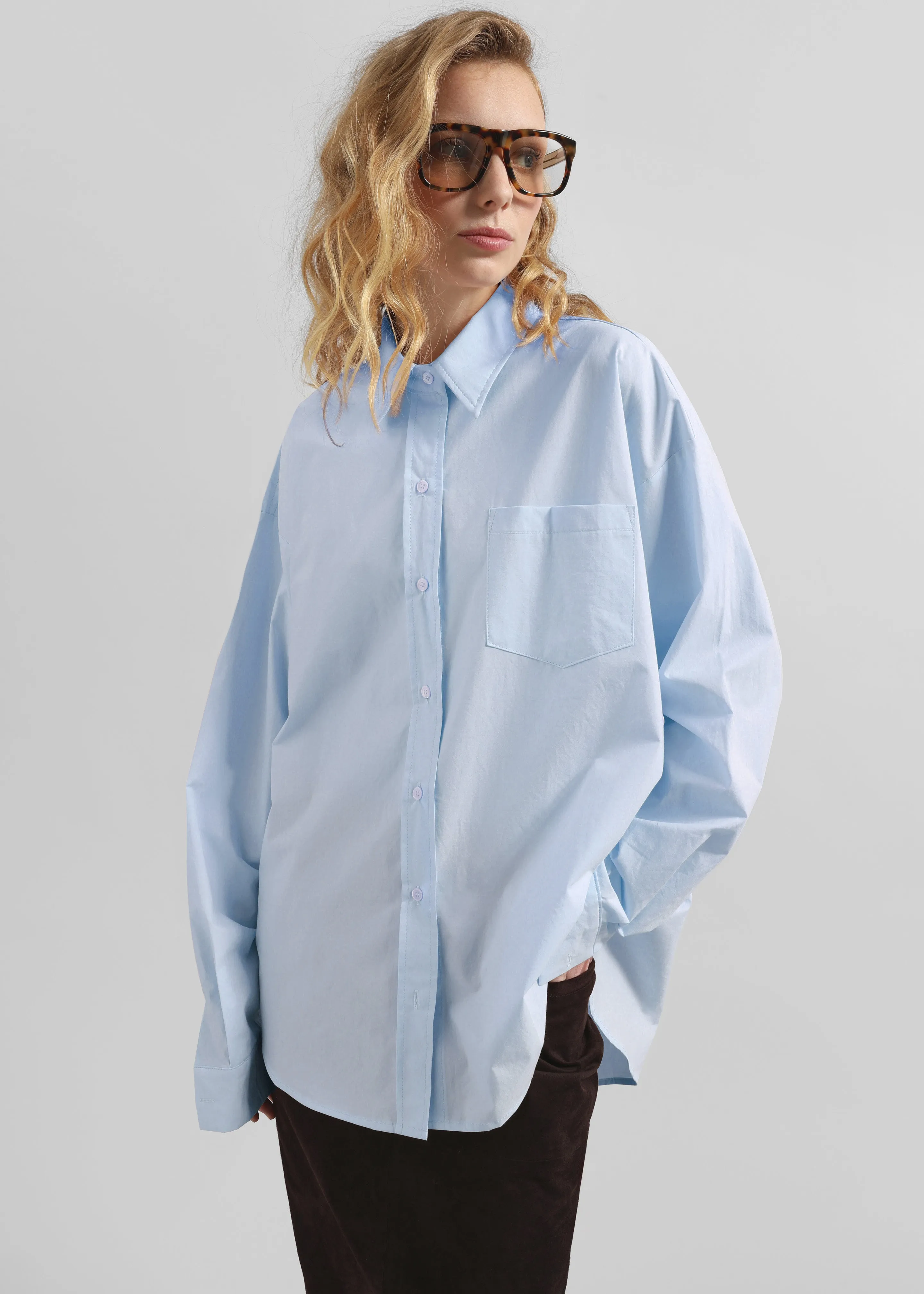 Volda Aysmmetric Button-Up Shirt - Sky Blue sold by Frankie Shop product image thumbnail 3