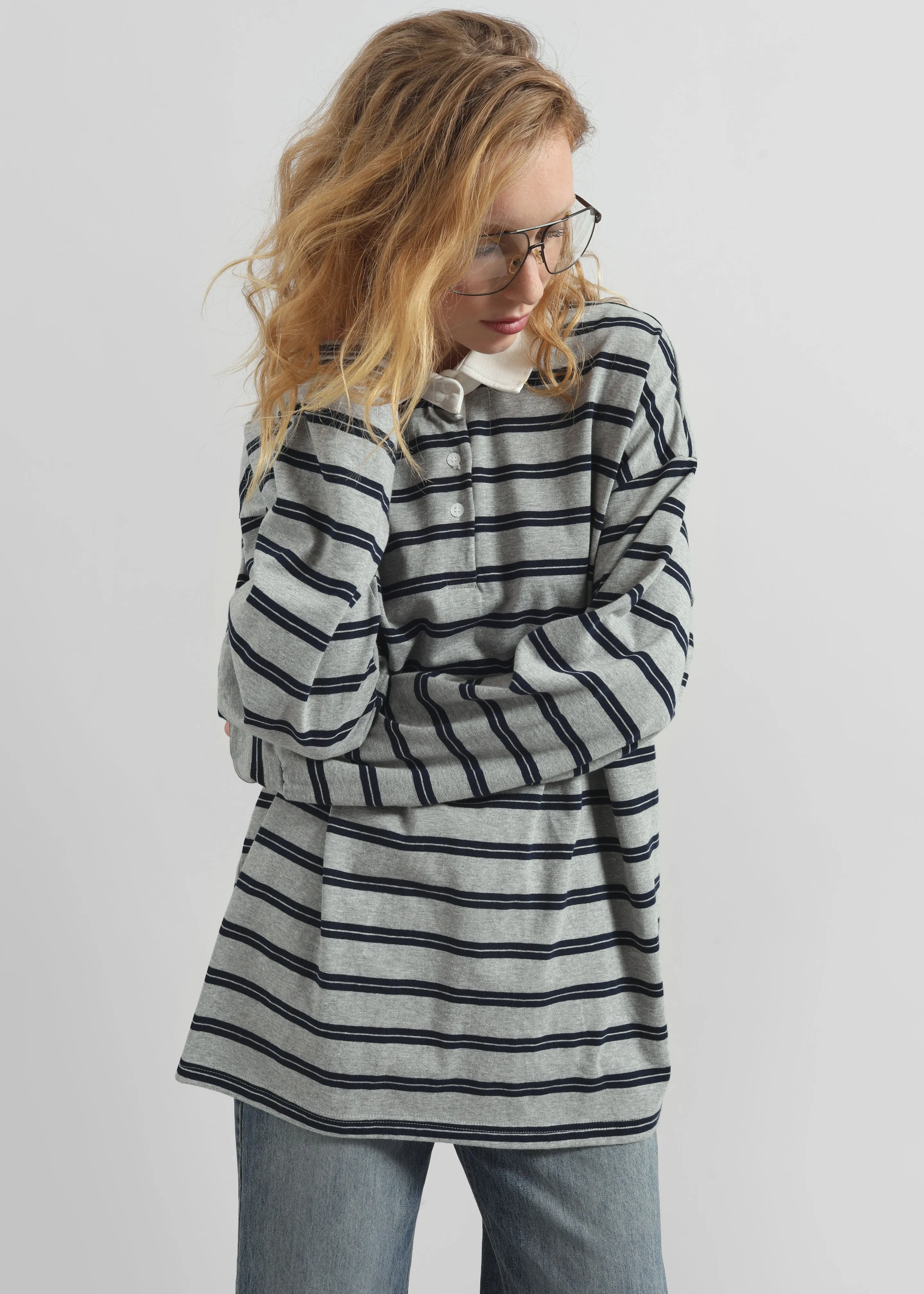 Mizan Striped Polo - Grey sold by Frankie Shop