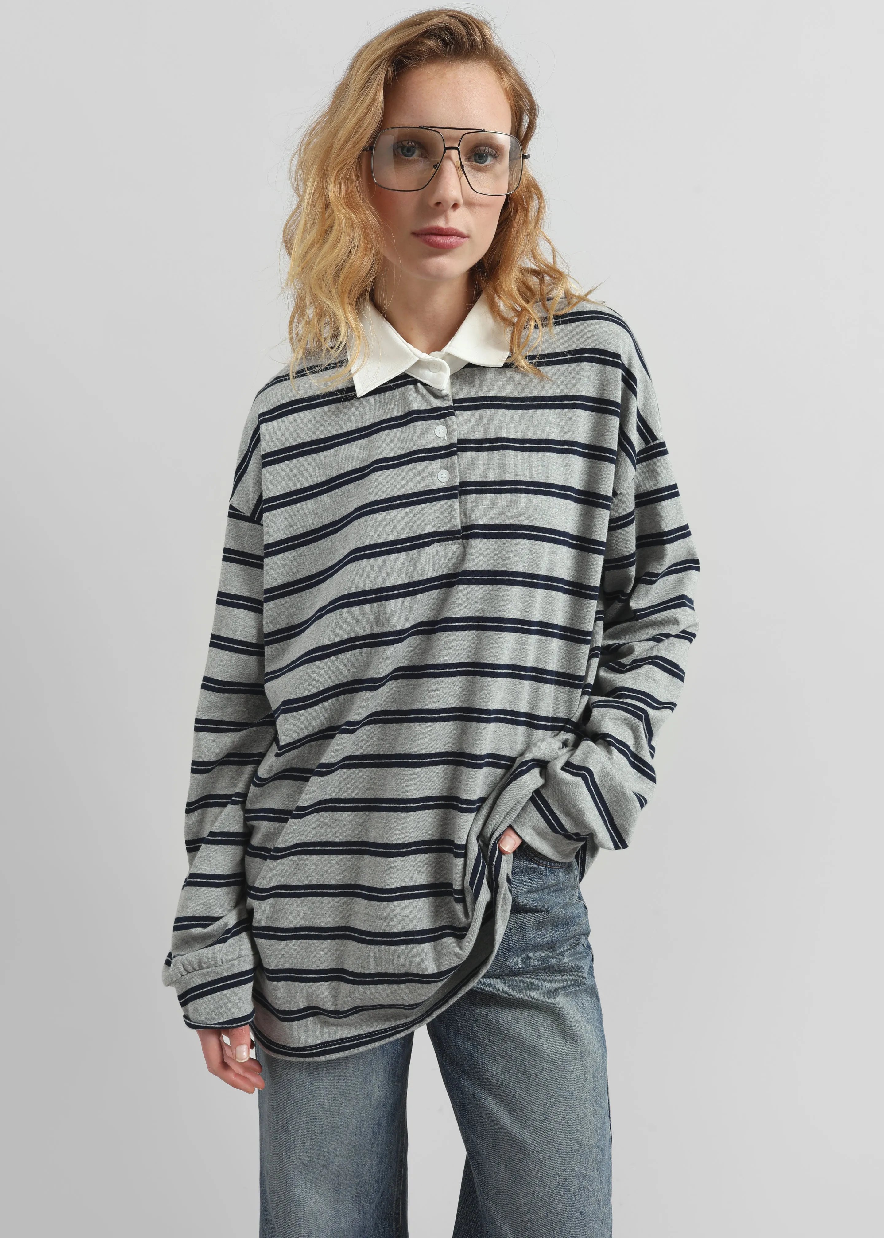 Mizan Striped Polo - Grey sold by Frankie Shop product image thumbnail 3