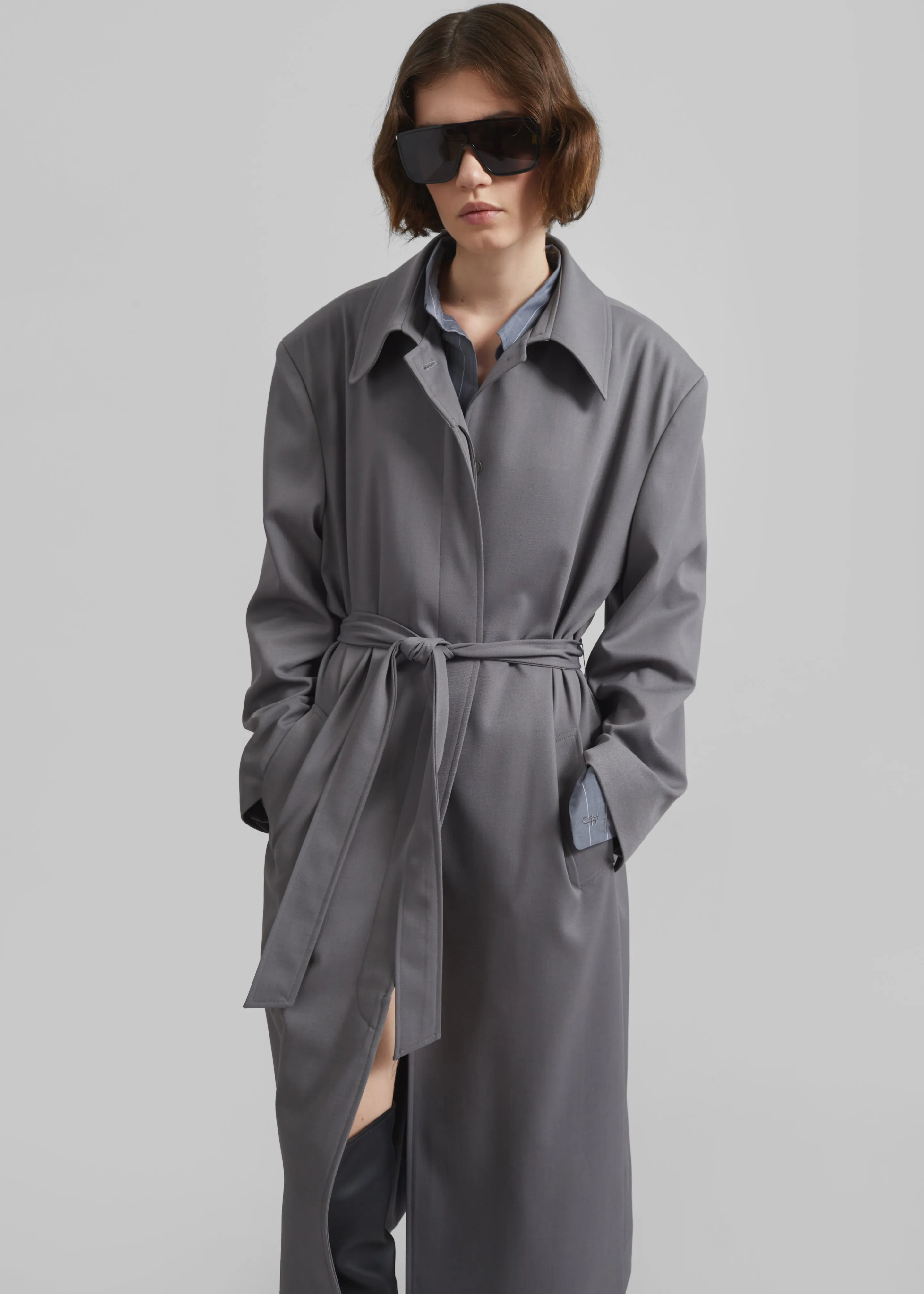 Indore Long Coat - Grey sold by Frankie Shop product image thumbnail 4