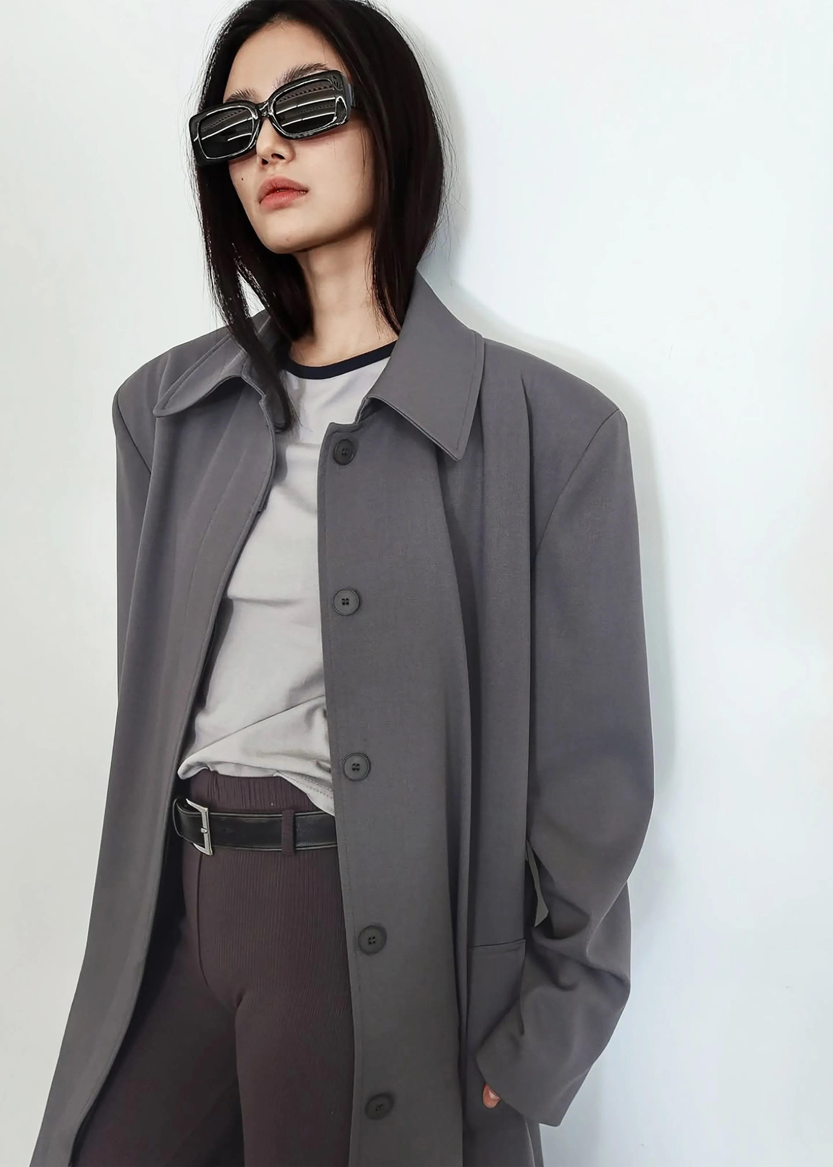 Indore Long Coat - Grey sold by Frankie Shop product image thumbnail 2