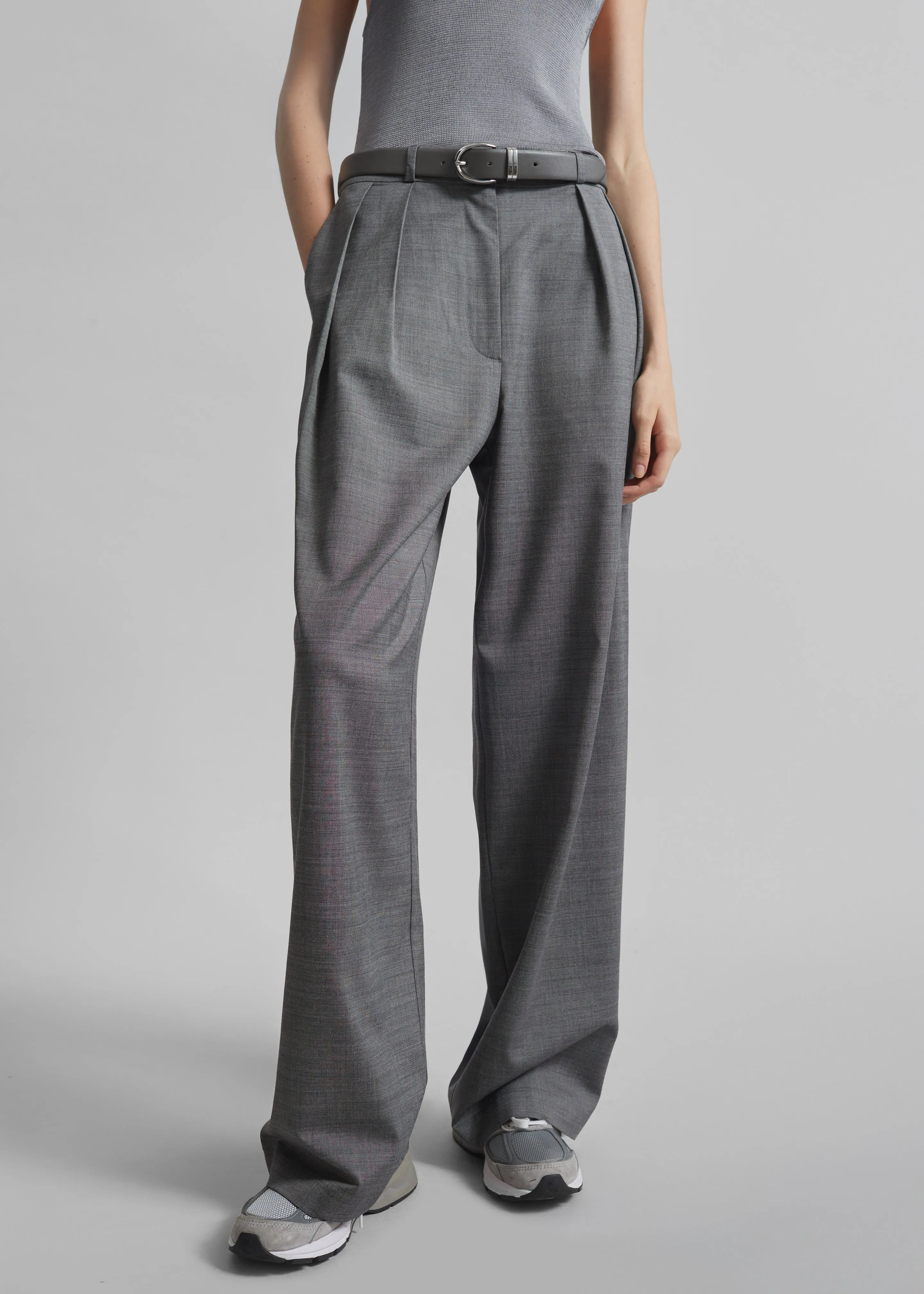 Ripley Pleated Trousers - Grey Melange sold by Frankie Shop