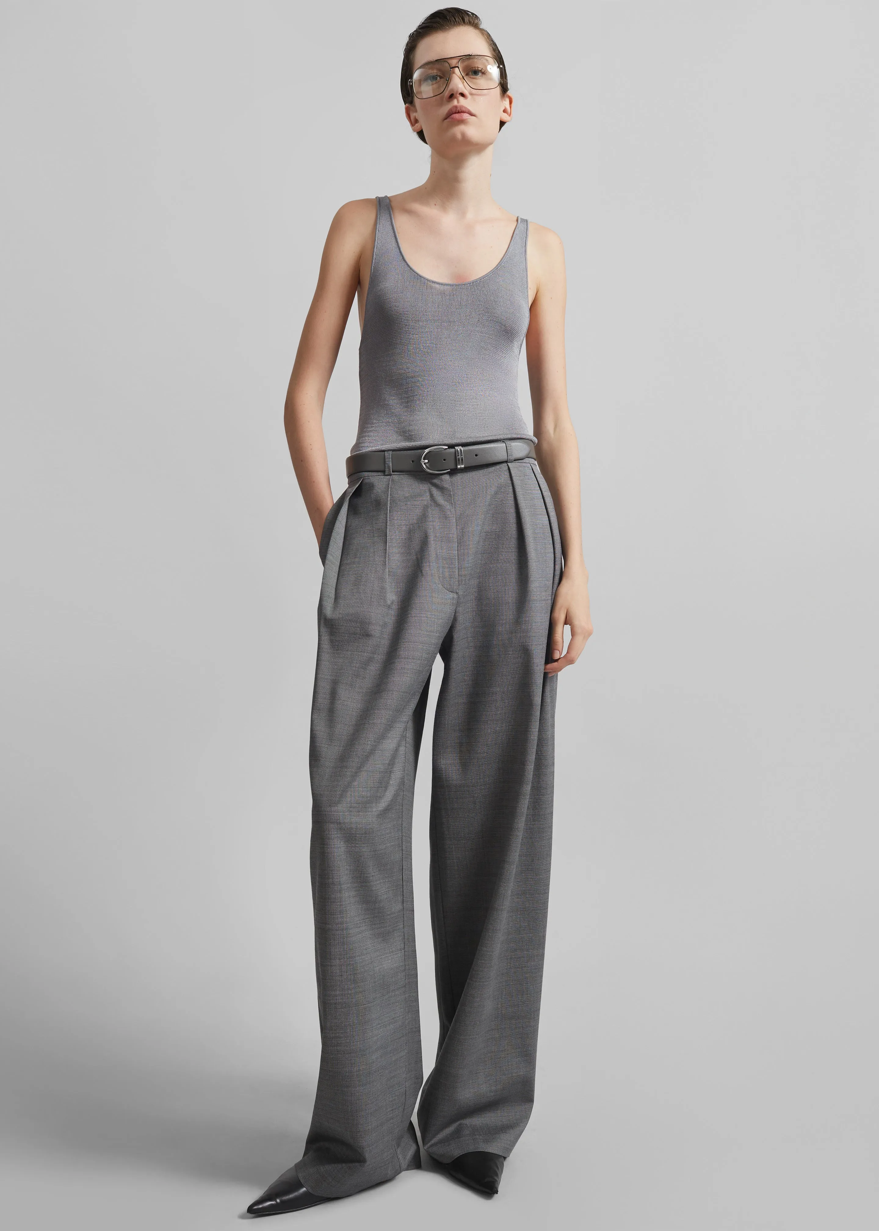 Ripley Pleated Trousers - Grey Melange sold by Frankie Shop product image thumbnail 4