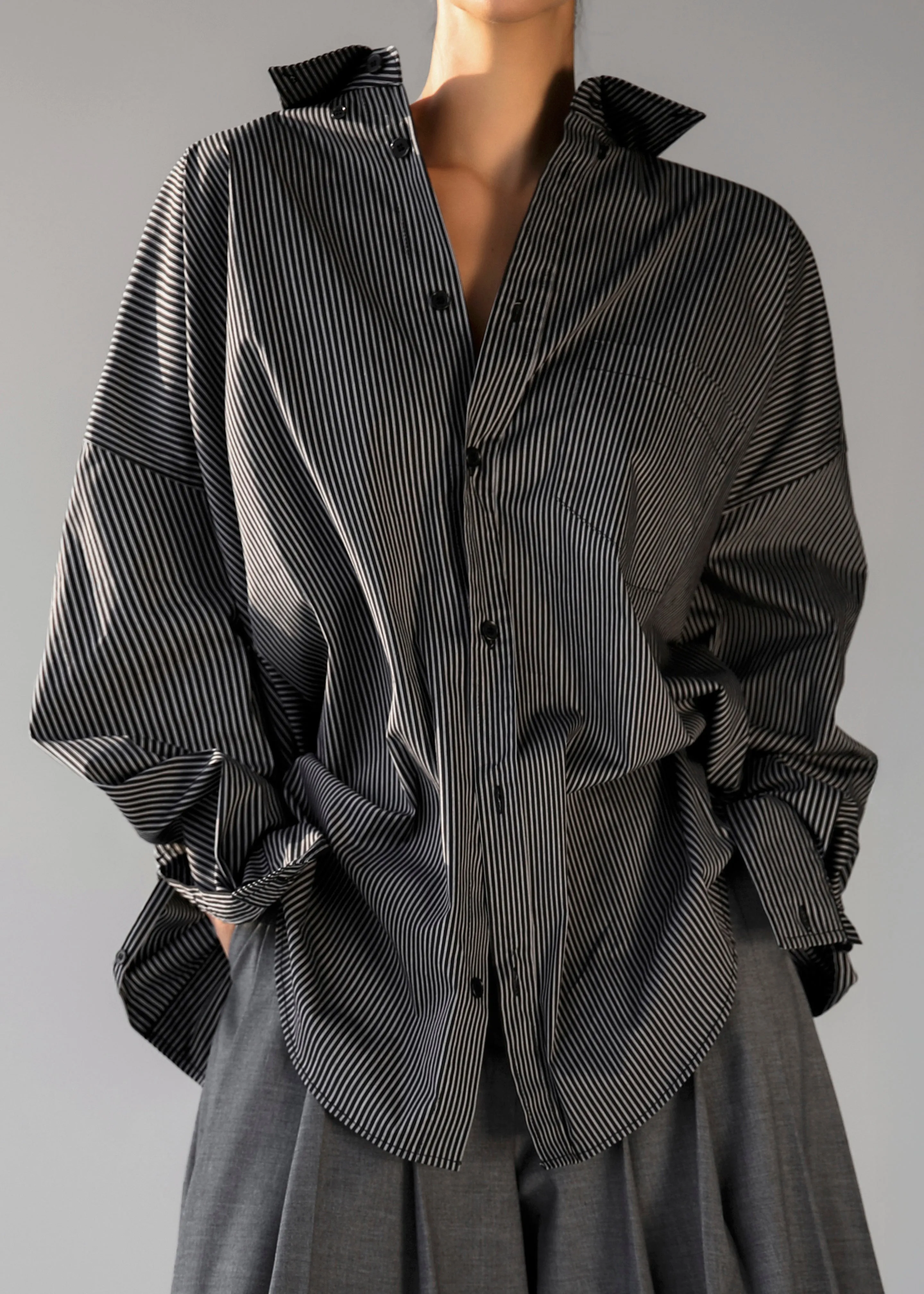 Lioris Oversized Shirt - Black/White Stripe sold by Frankie Shop