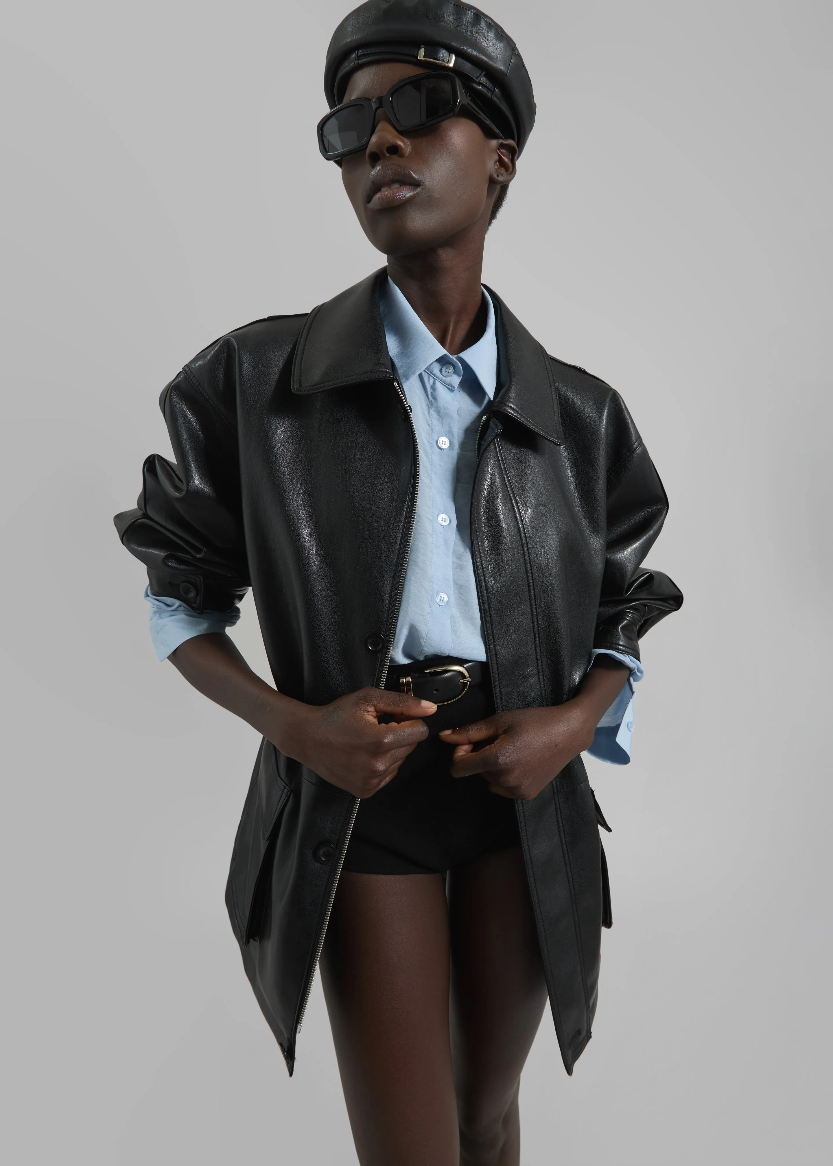 Cassel Faux Leather Jacket - Black sold by Frankie Shop