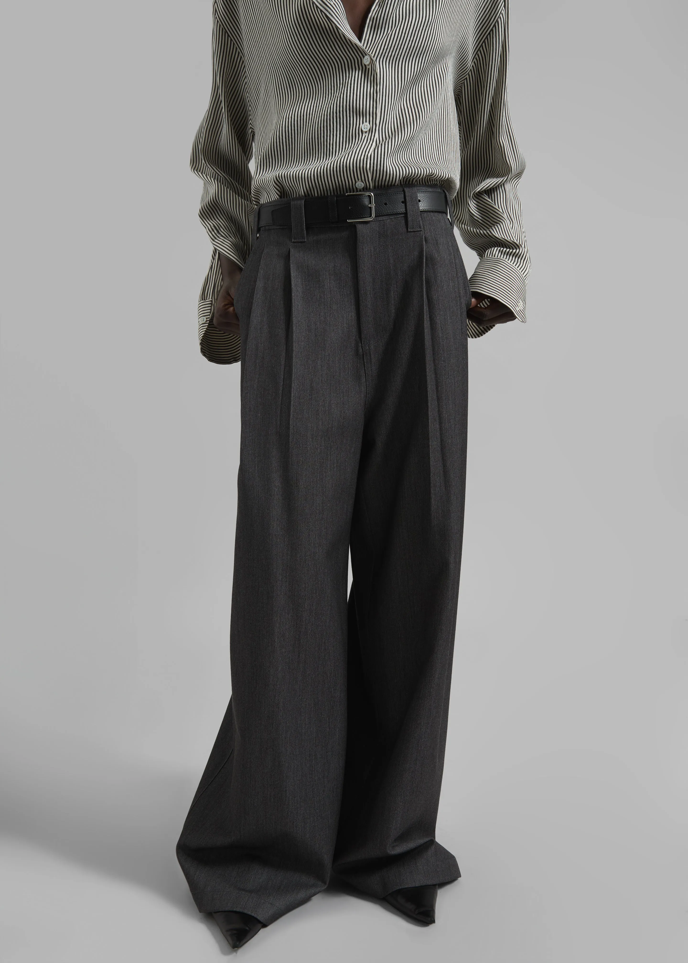 Nellore Pleated Denim Pants - Dark Grey Melange sold by Frankie Shop product image thumbnail 2