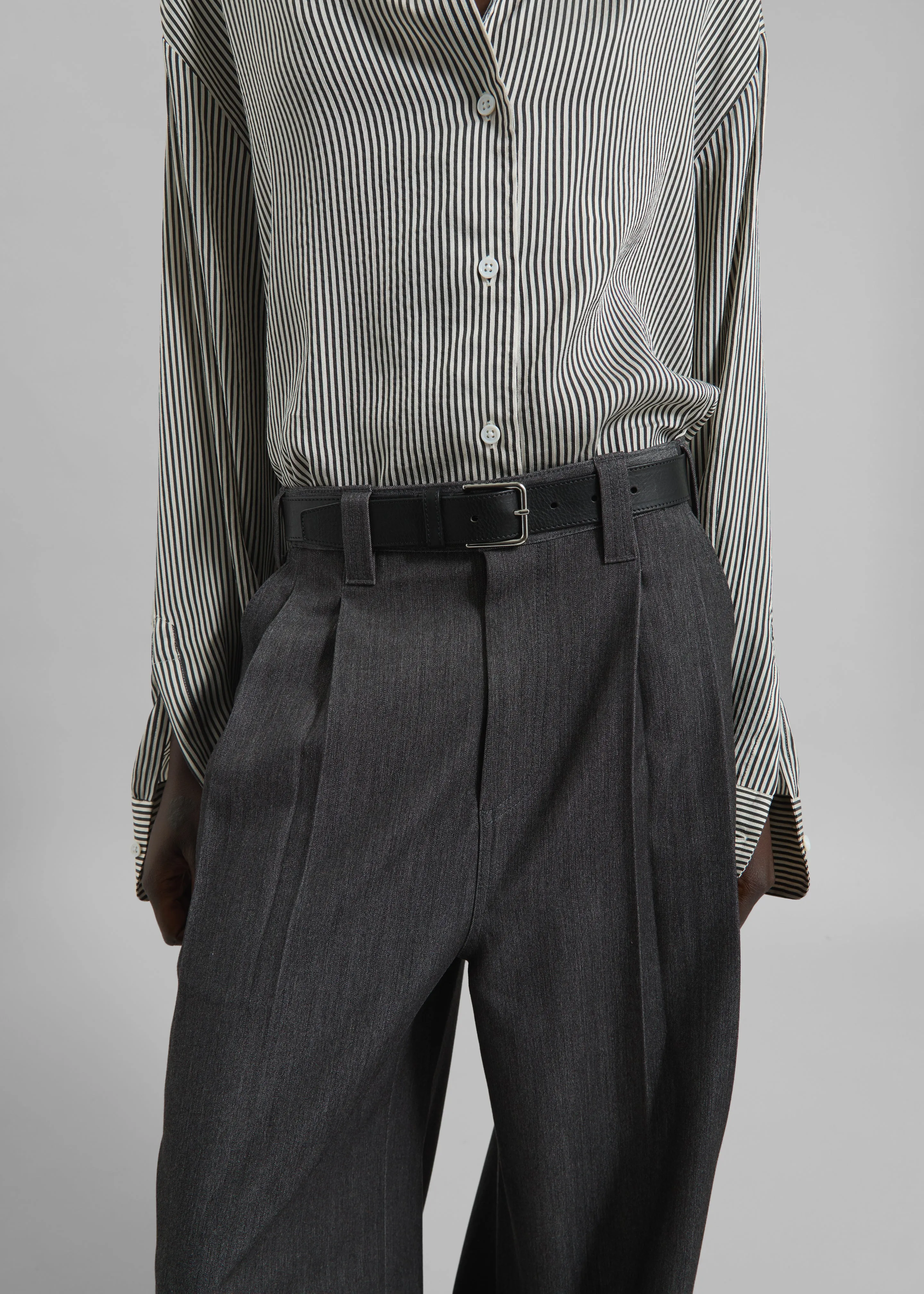 Nellore Pleated Denim Pants - Dark Grey Melange sold by Frankie Shop product image thumbnail 4