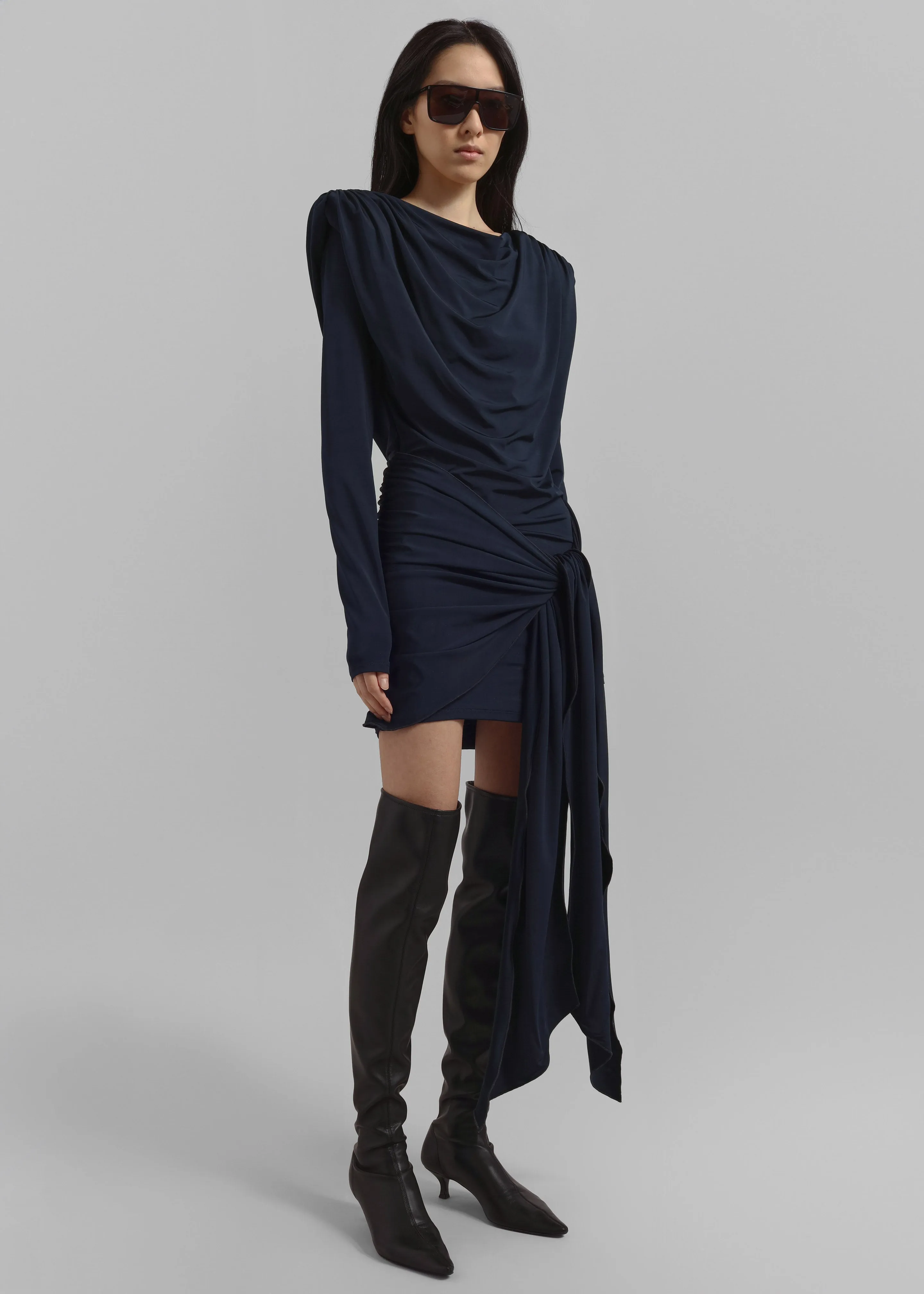 Rotate Slinky Waterfall Dress - Dark Blue sold by Frankie Shop product image thumbnail 3