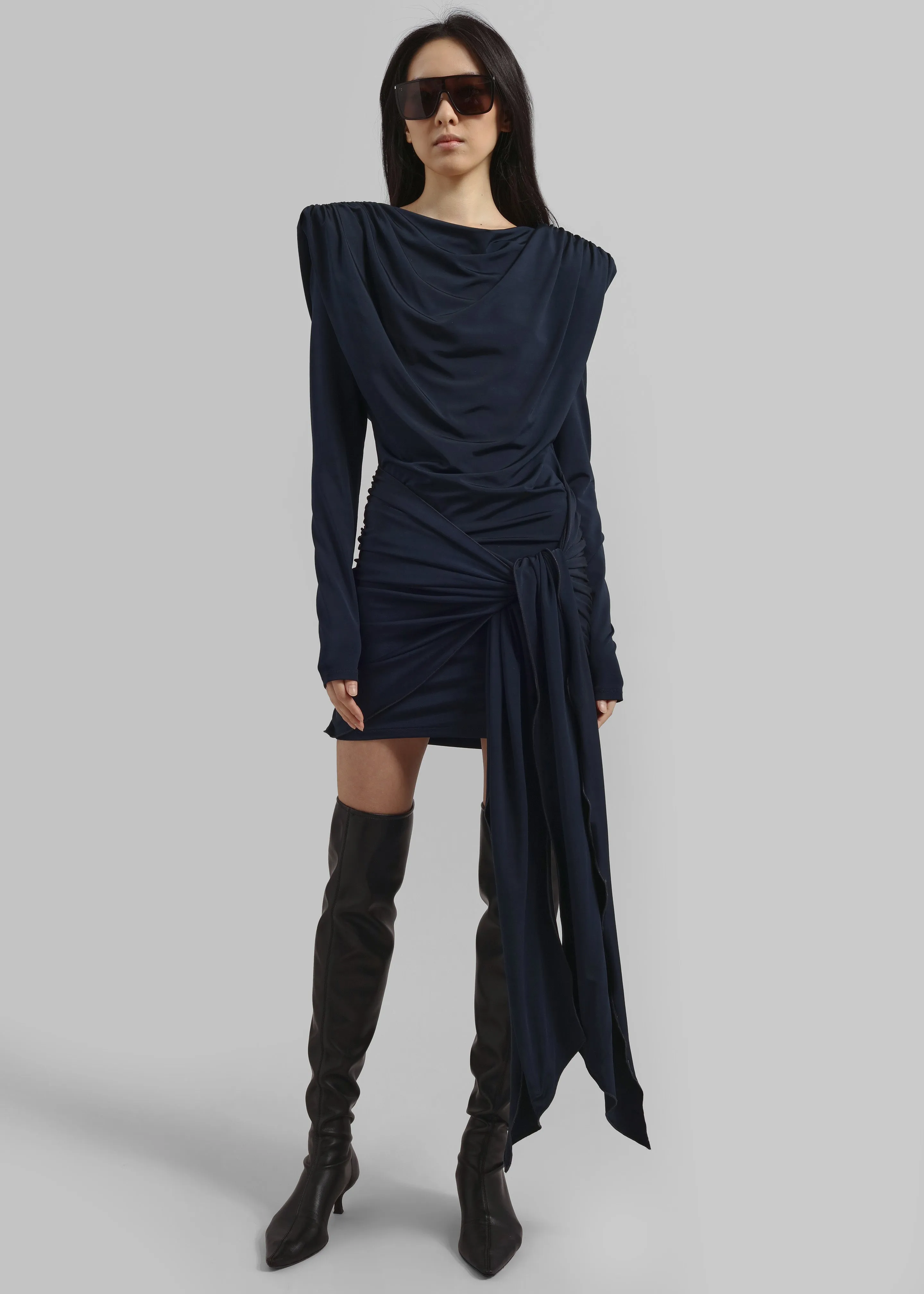 Rotate Slinky Waterfall Dress - Dark Blue sold by Frankie Shop product image thumbnail 5