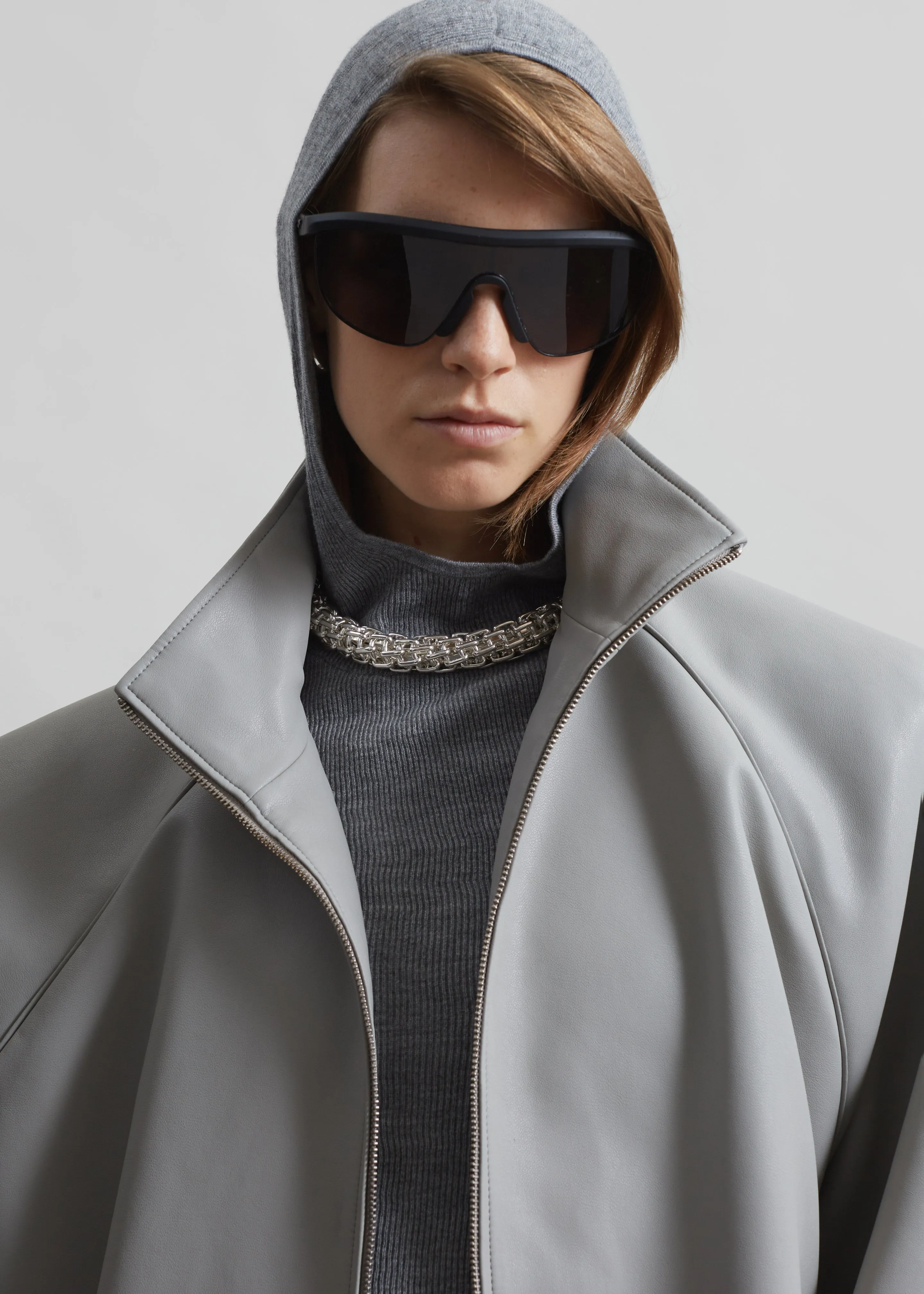Senta Faux Leather Bomber - Light Grey sold by Frankie Shop product image thumbnail 3