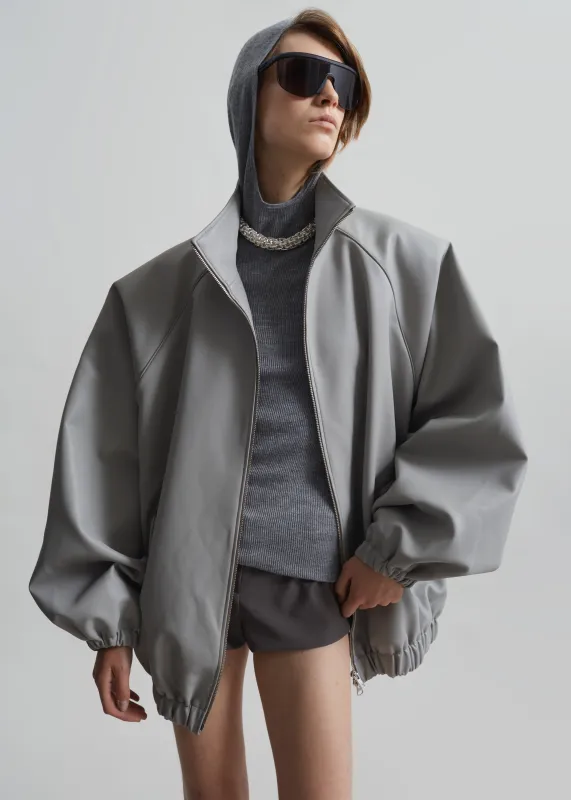 Senta Faux Leather Bomber - Light Grey sold by Frankie Shop