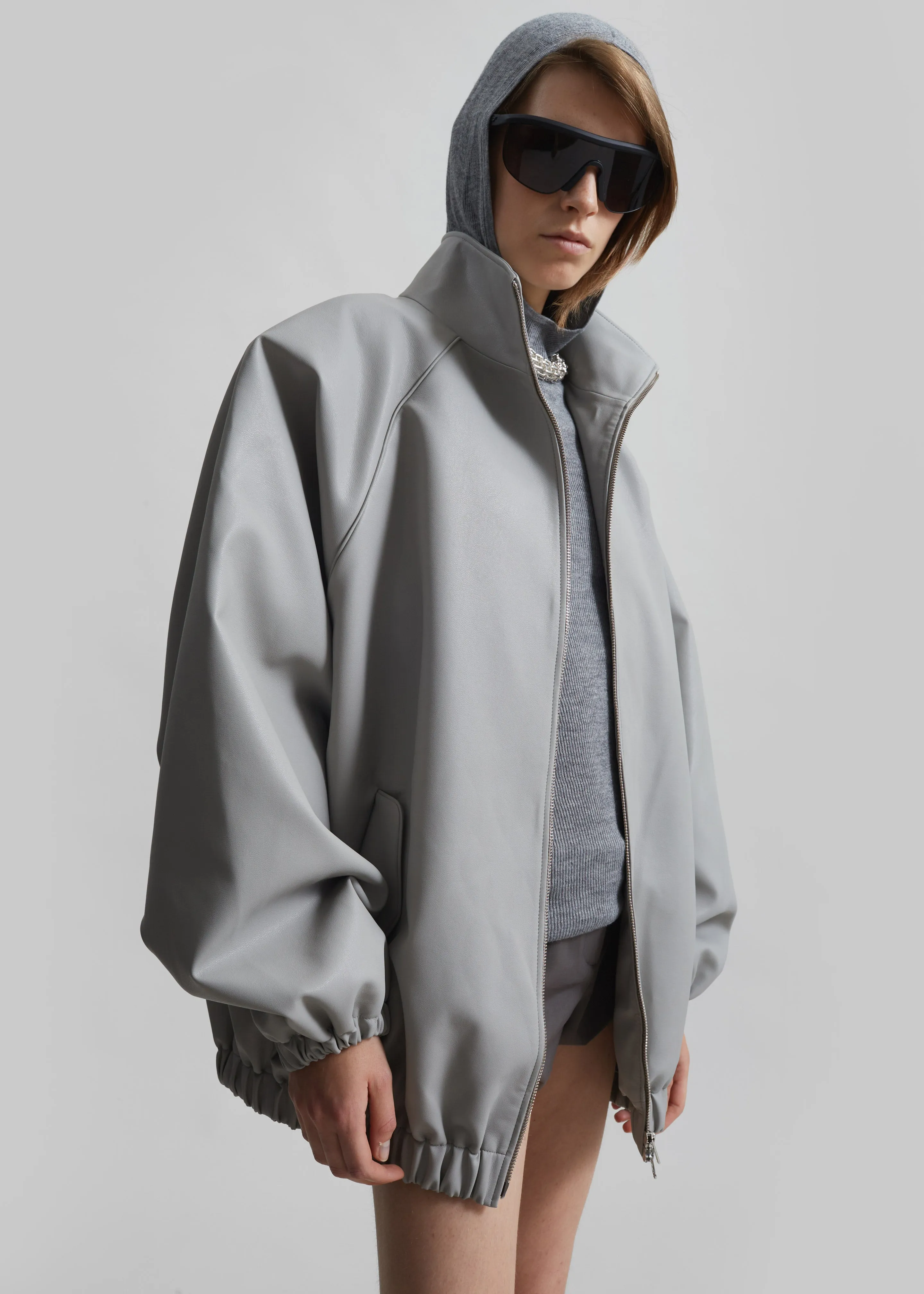 Senta Faux Leather Bomber - Light Grey sold by Frankie Shop product image thumbnail 4